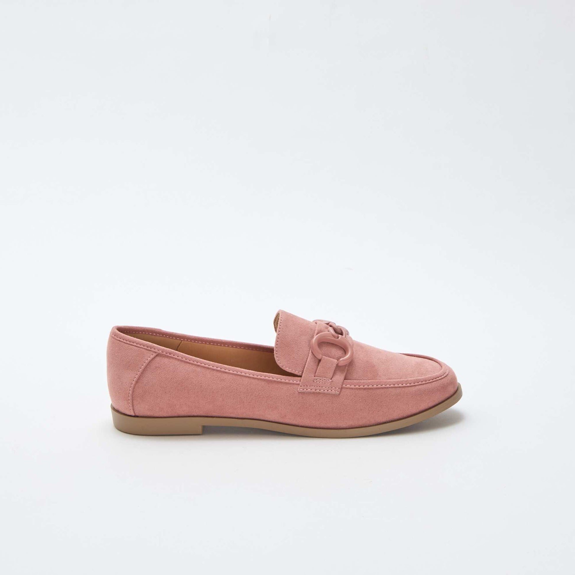 Mocassins type suédine avec bijou décoratif sur le dessus ROSE