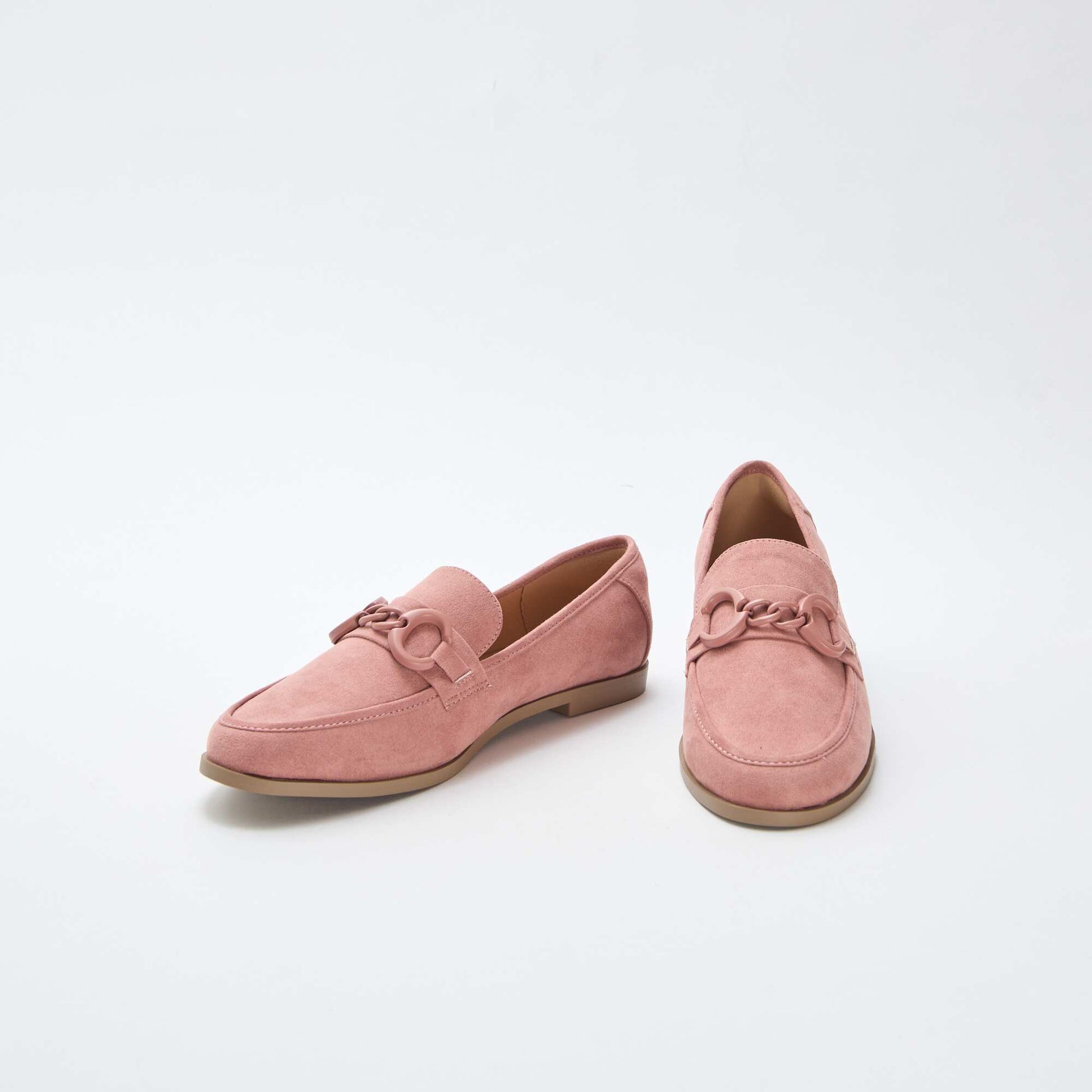 Mocassins type suédine avec bijou décoratif sur le dessus ROSE