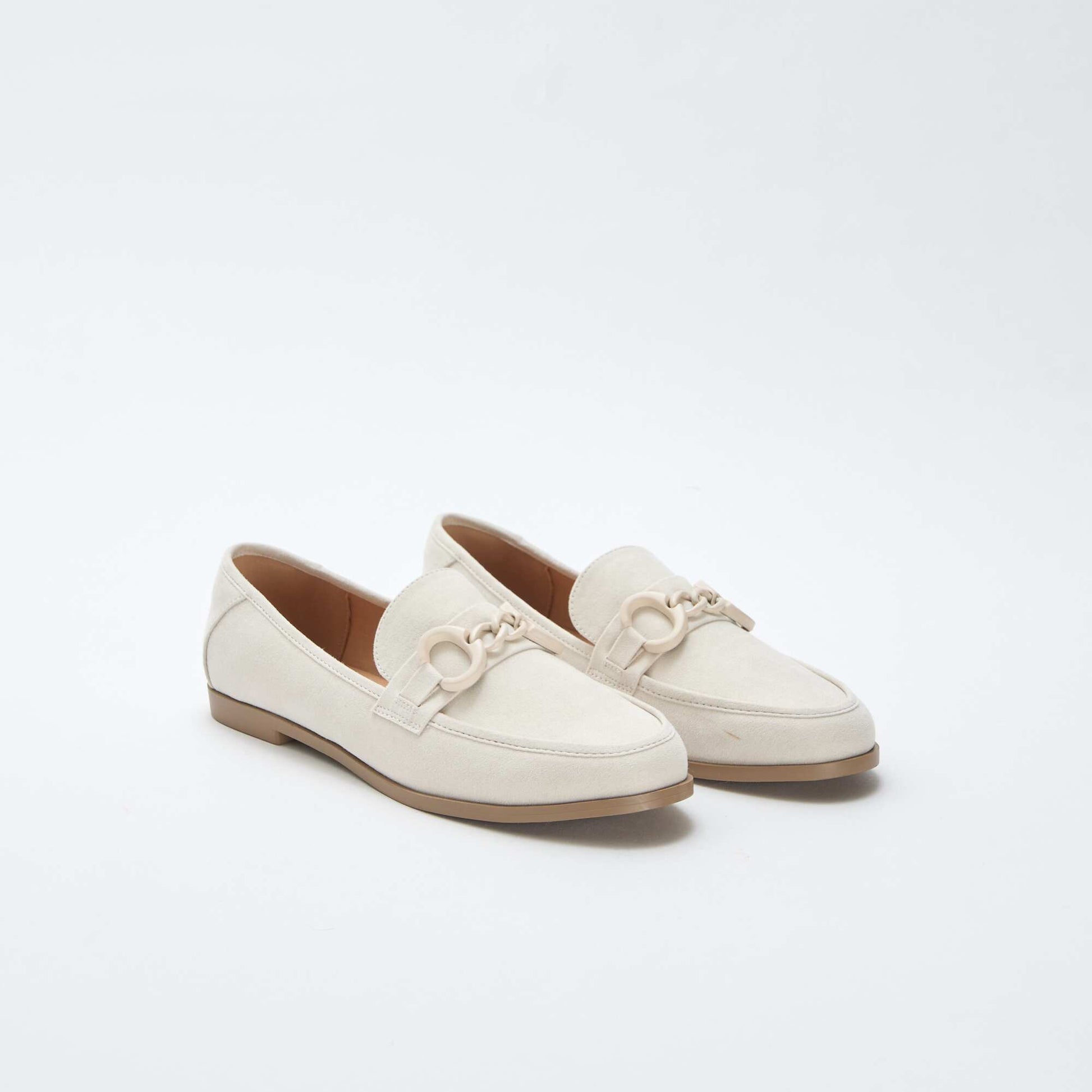 Mocassins type suédine avec bijou décoratif sur le dessus BEIGE