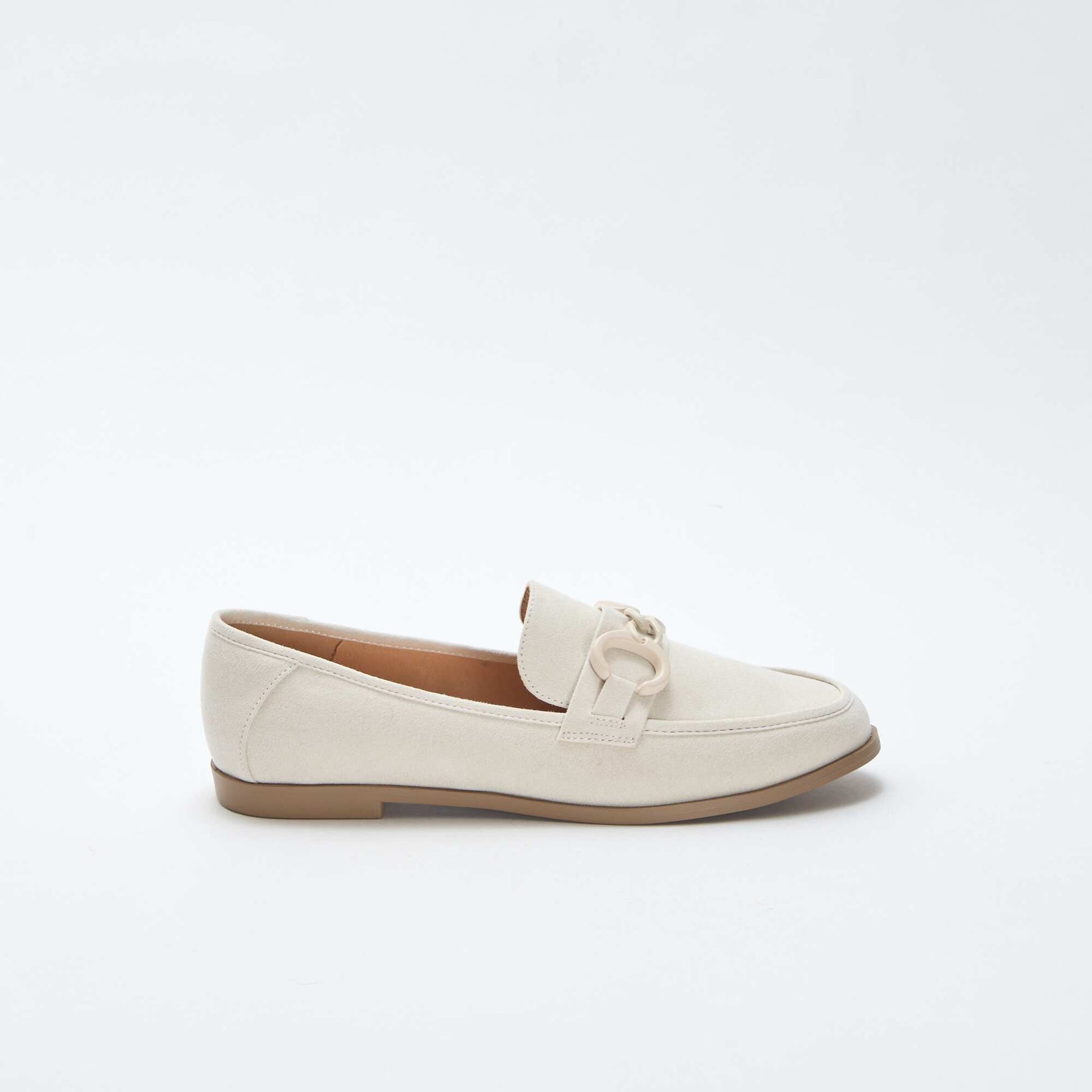 Mocassins type suédine avec bijou décoratif sur le dessus BEIGE