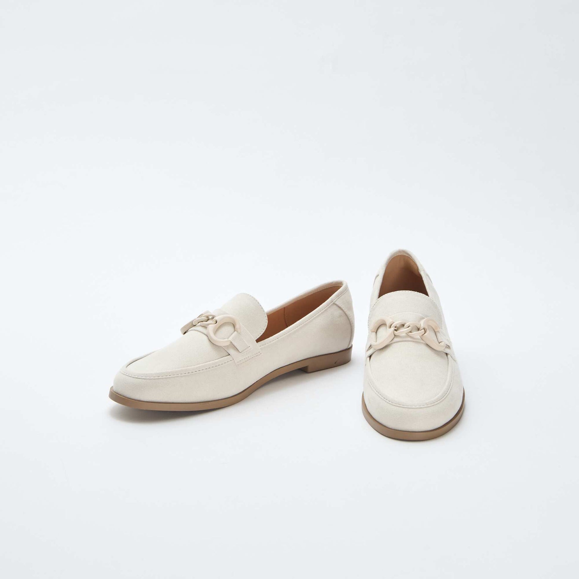Mocassins type suédine avec bijou décoratif sur le dessus BEIGE