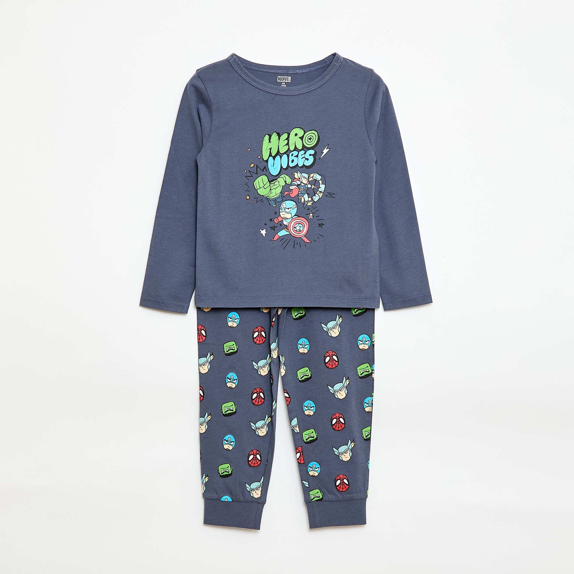 Pyjama long imprimé 'Marvel' BLEU/GRIS