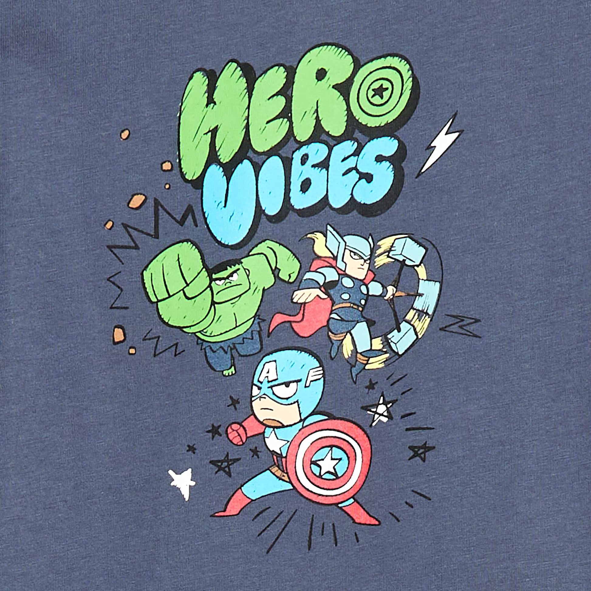 Pyjama long imprimé 'Marvel' BLEU/GRIS