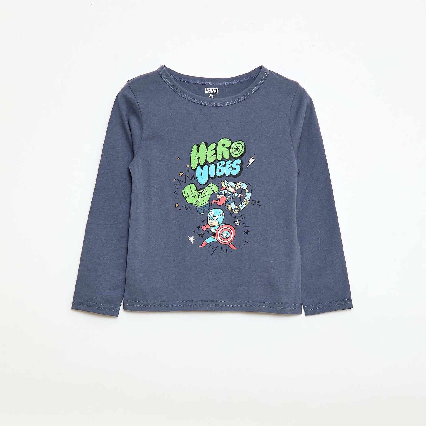 Pyjama long imprimé 'Marvel' BLEU/GRIS
