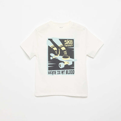 T-shirt à manches courtes imprimé BLANC