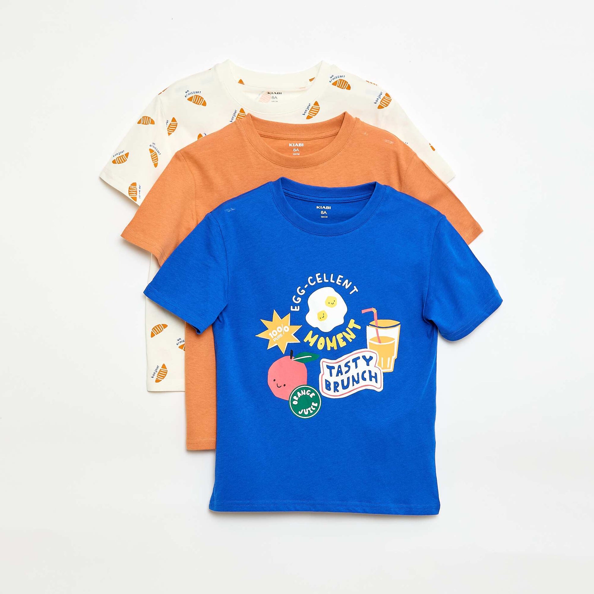 Lot de 3 t-shirts en coton BLEU