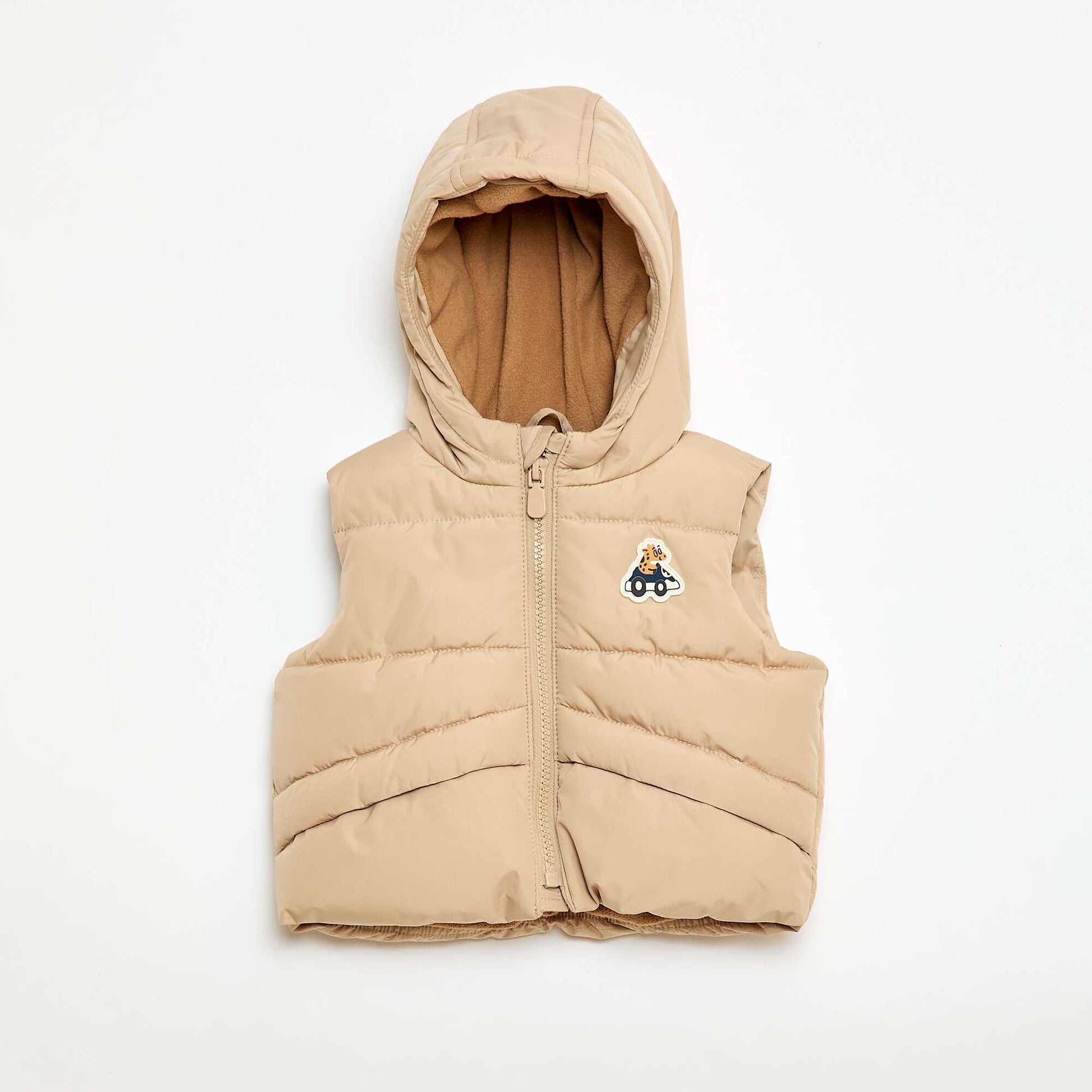 Doudoune à capuche matelassée sans manches BEIGE
