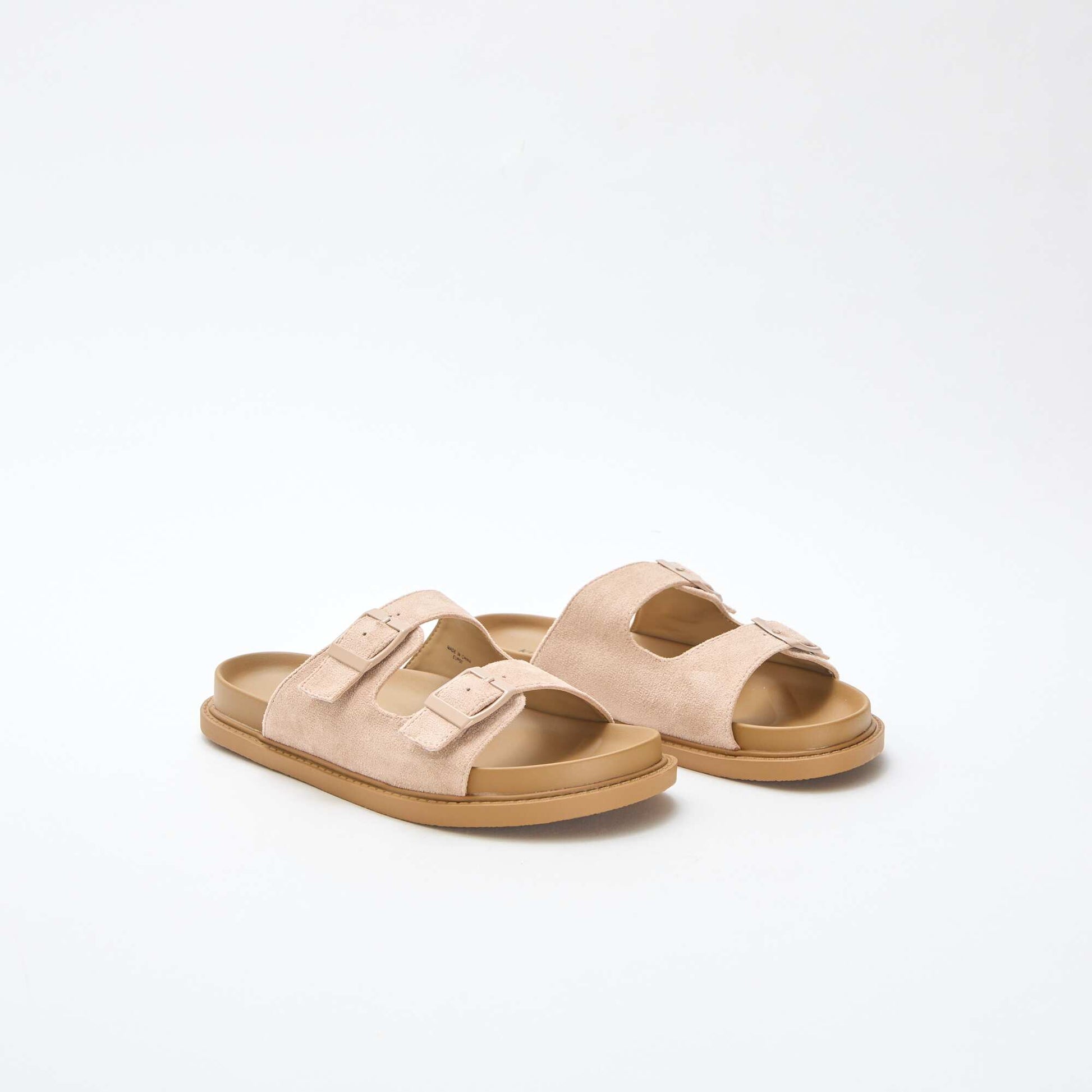 Mules en suédine à double bride BEIGE