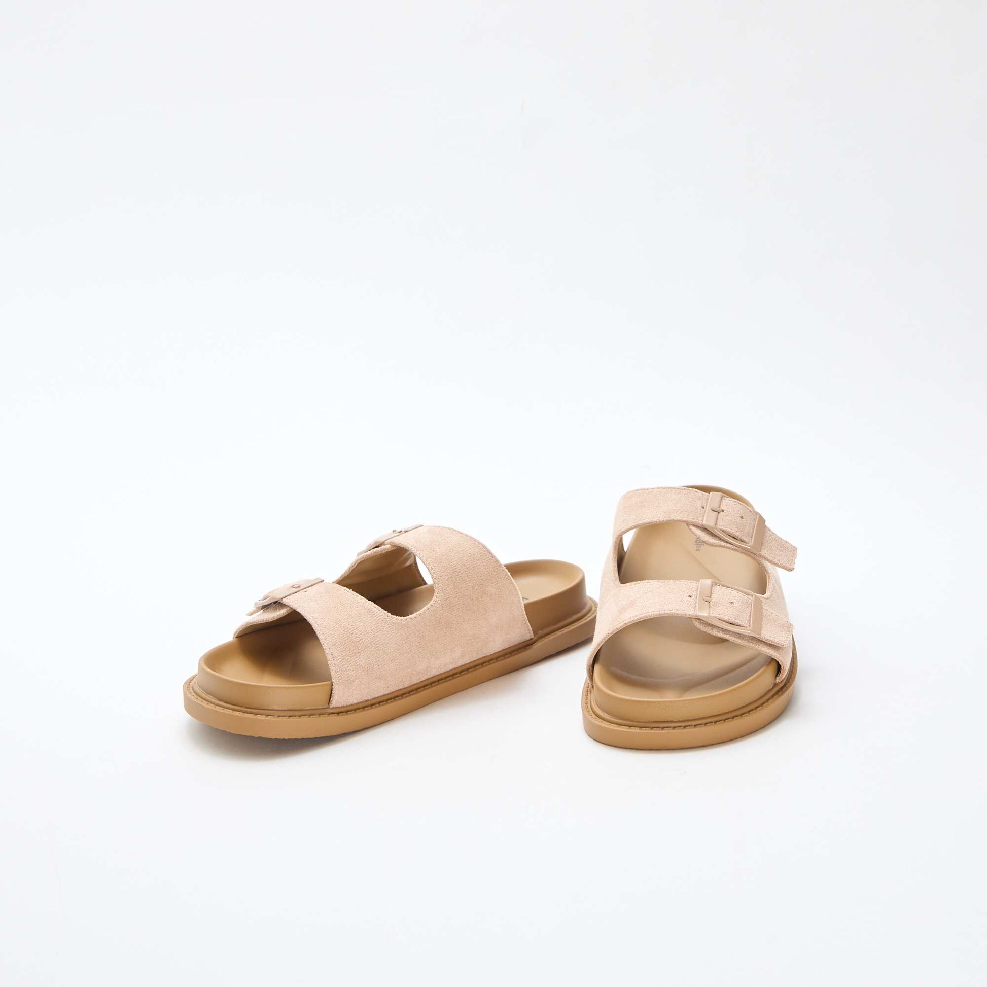 Mules en suédine à double bride BEIGE