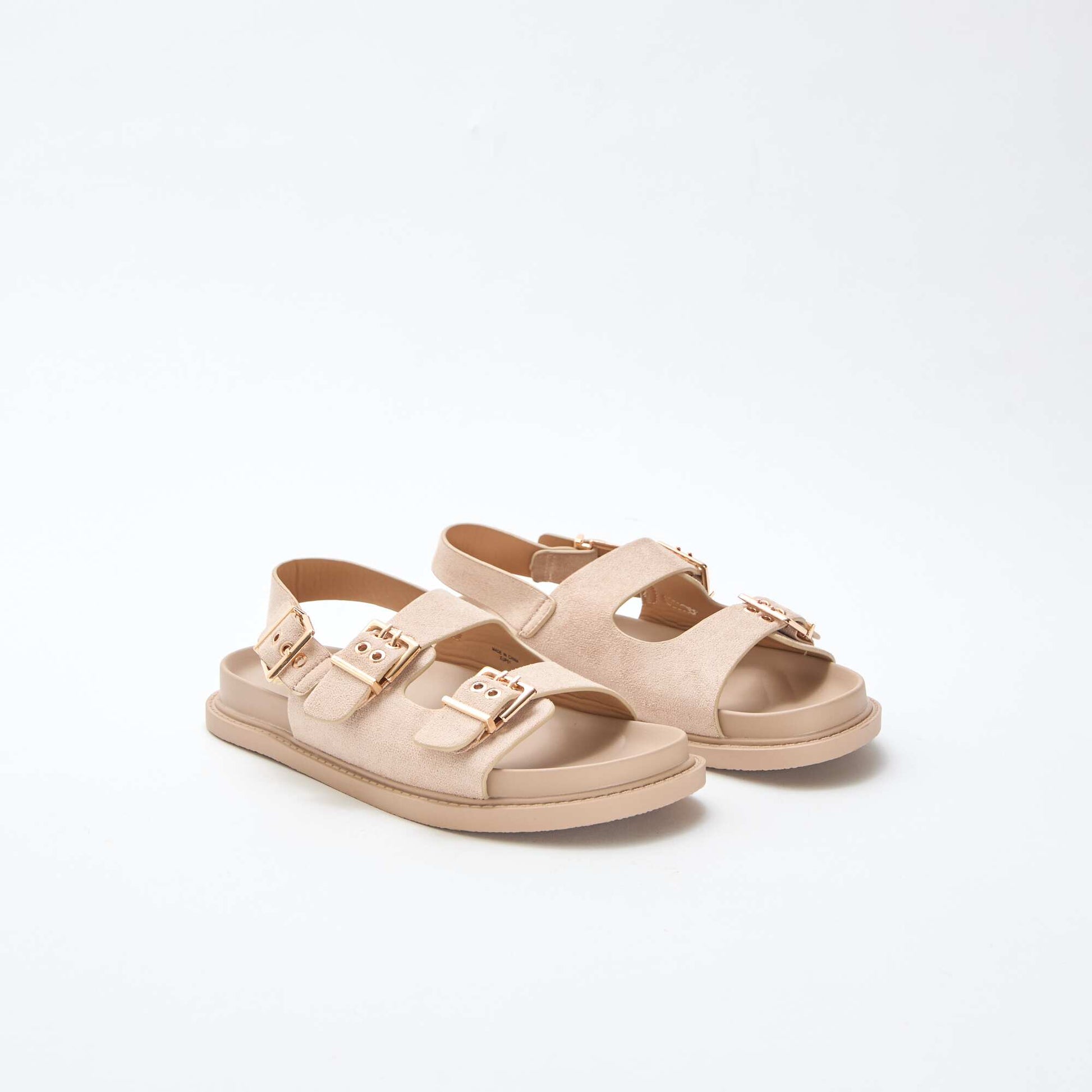 Mules en suédine avec brides ajustables à l'arrière BEIGE