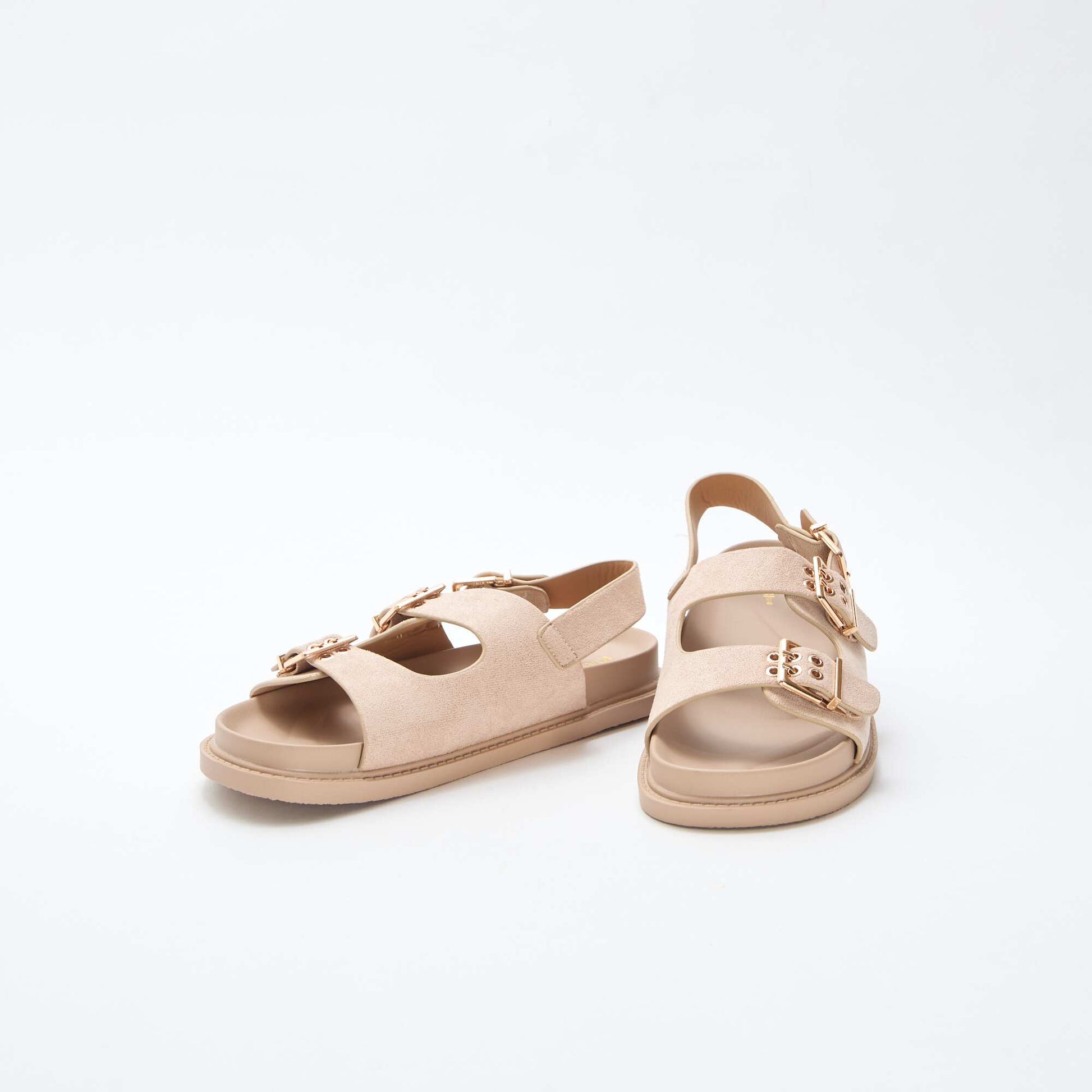 Mules en suédine avec brides ajustables à l'arrière BEIGE