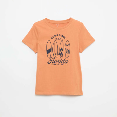 T-shirt imprimé à message MARRON