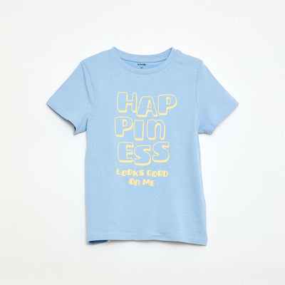 T-shirt imprimé à message BLEU