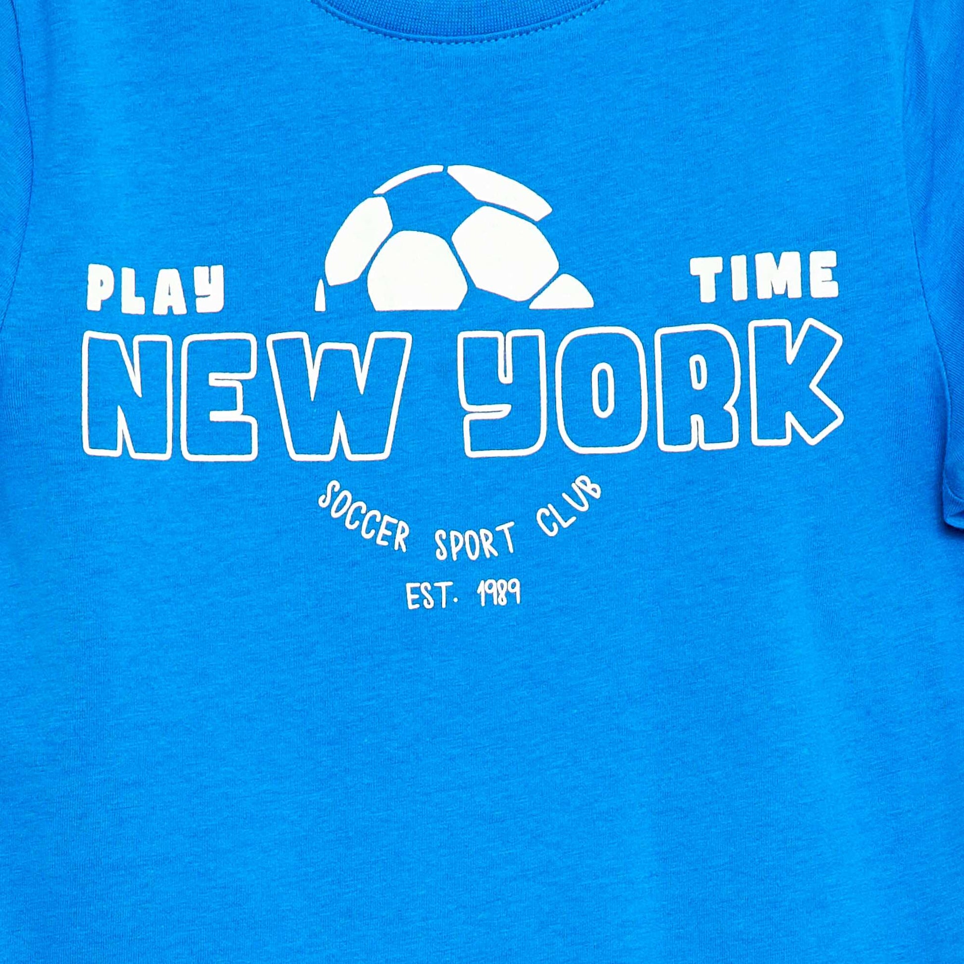 T-shirt imprimé à message BLEU