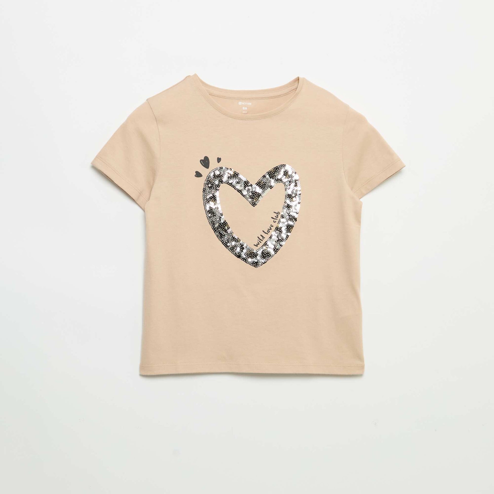 T-shirt à manches courtes avec animation BEIGE
