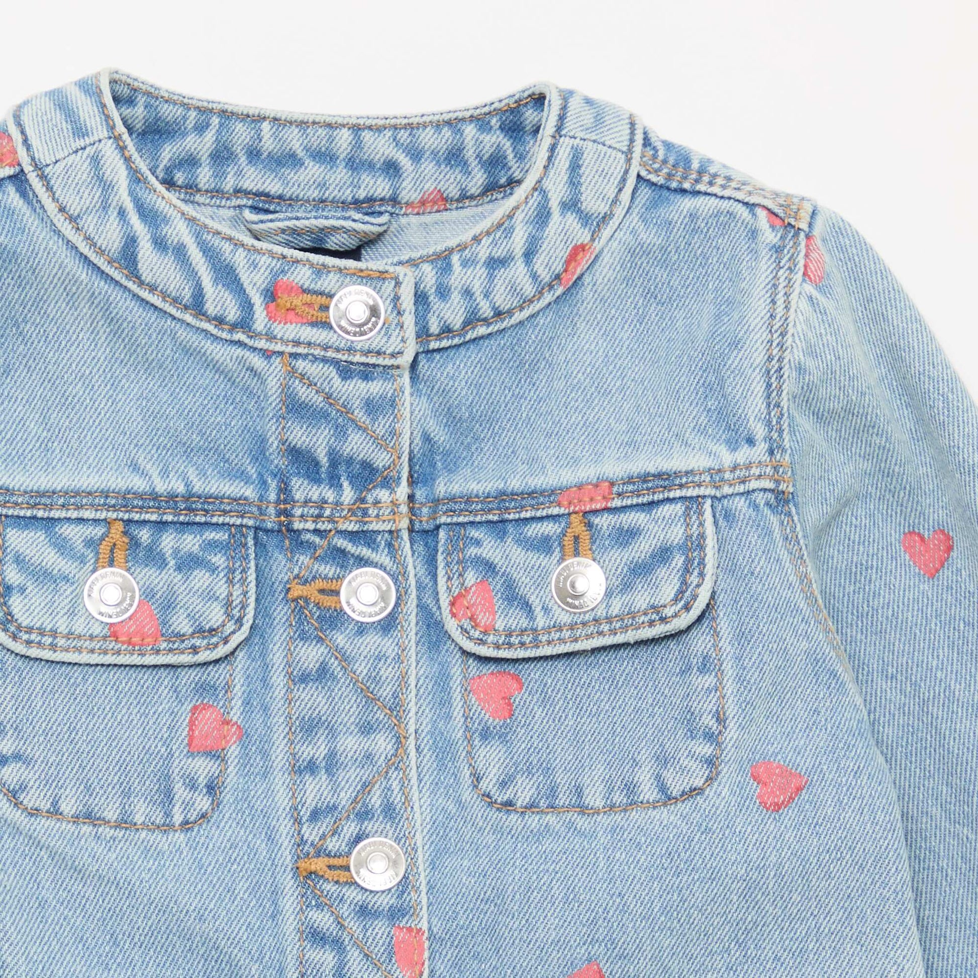 Veste en denim à col rond BLEU