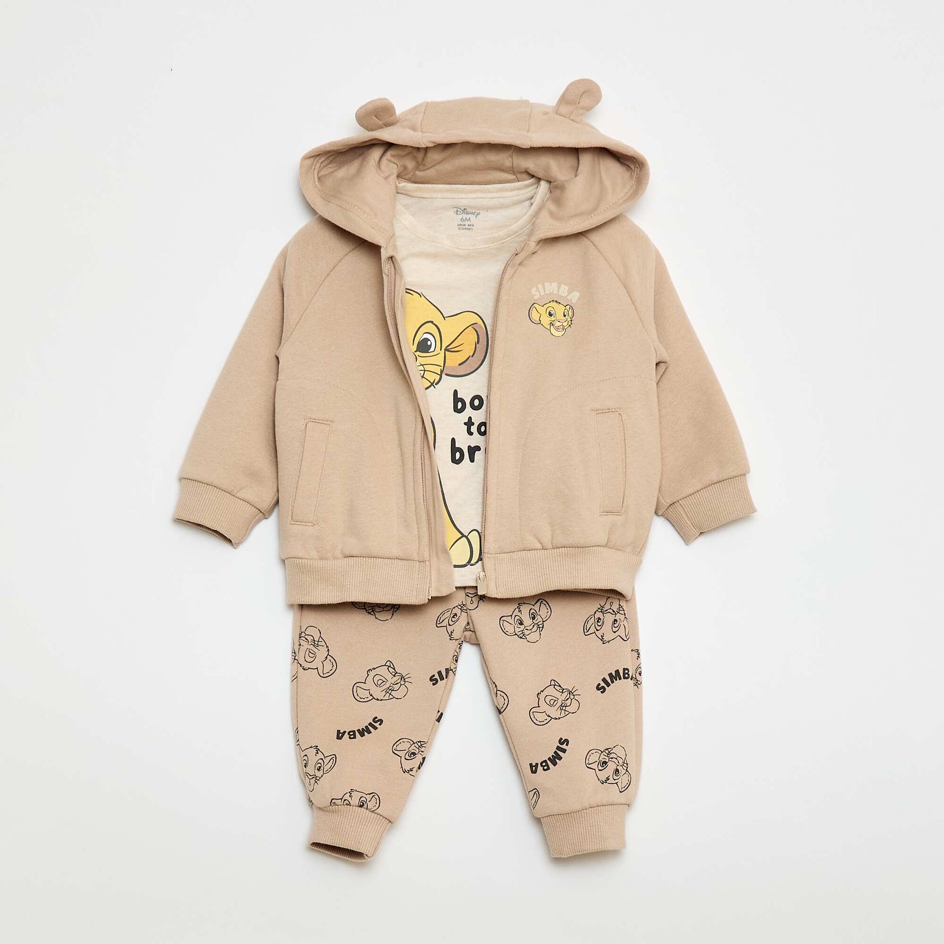 Ensemble 3 pièces 'Simba' - tee-shirt + jogging + sweat BEIGE