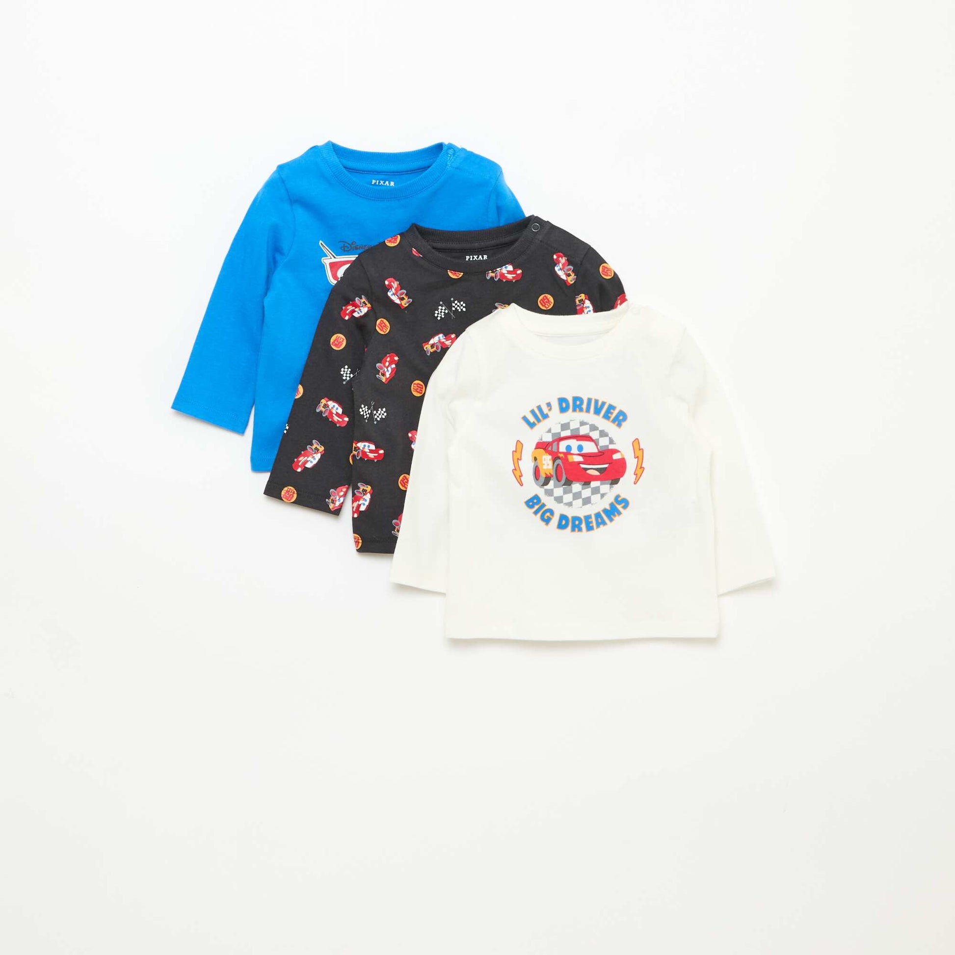 Lot de 3 tee-shirts 'Cars' BLANC/BLEU/NOIR