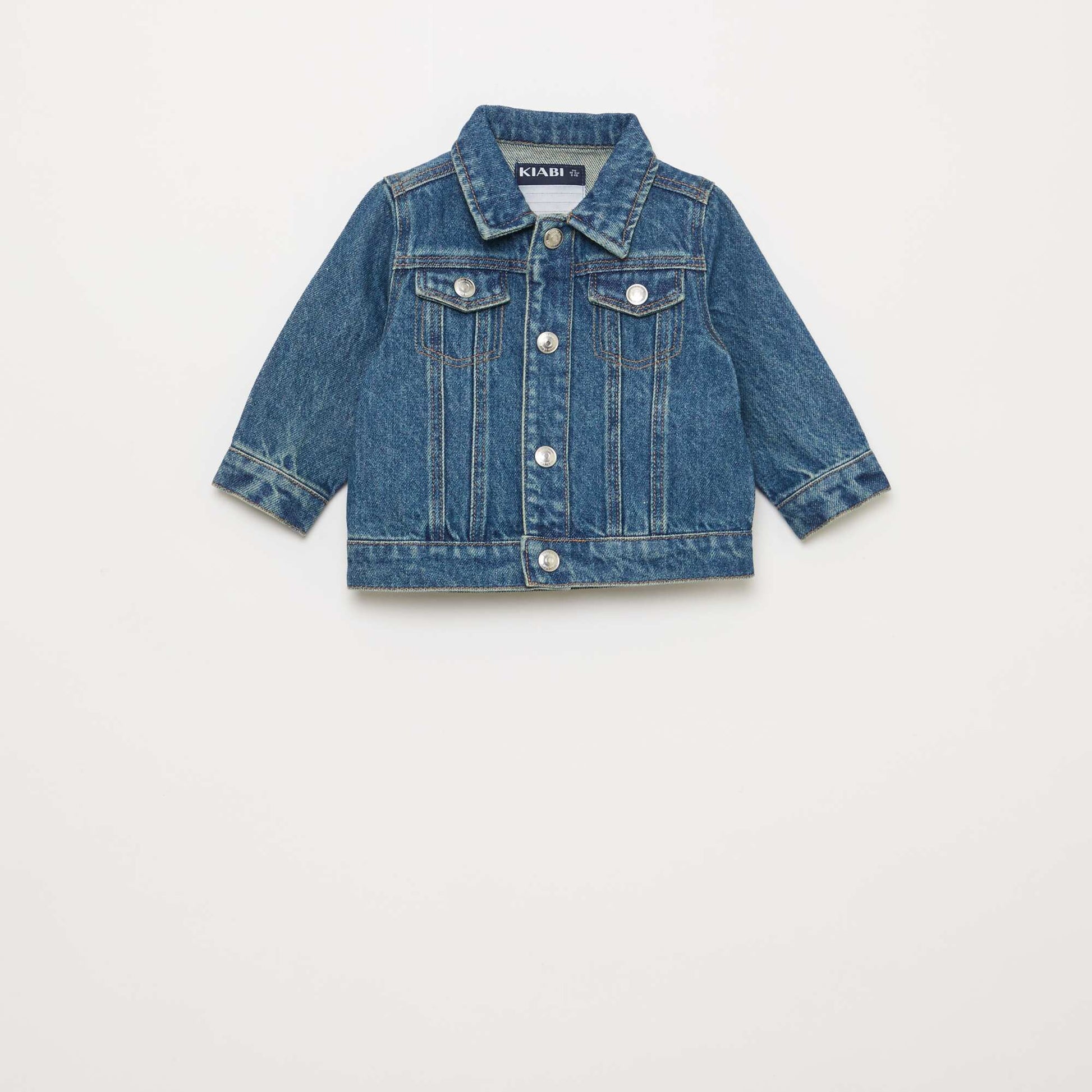 Veste en denim avec ouverture pressionnée BLEU