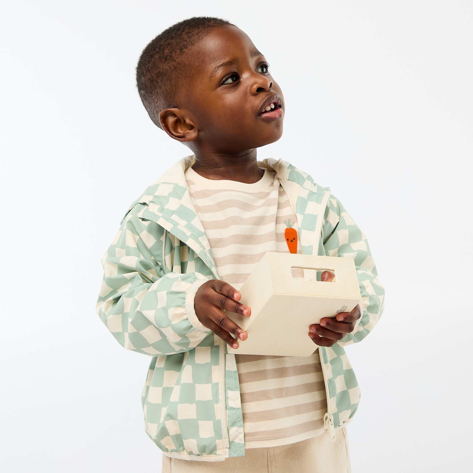 Blouson coupe vent à capuche all-over VERT