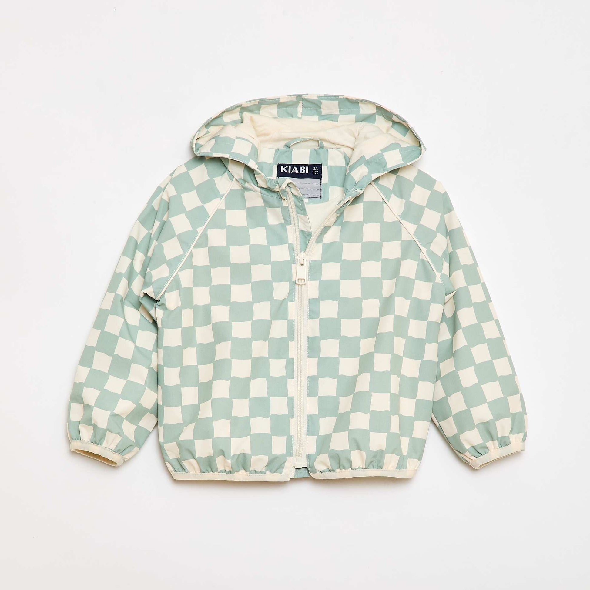 Blouson coupe vent à capuche all-over VERT