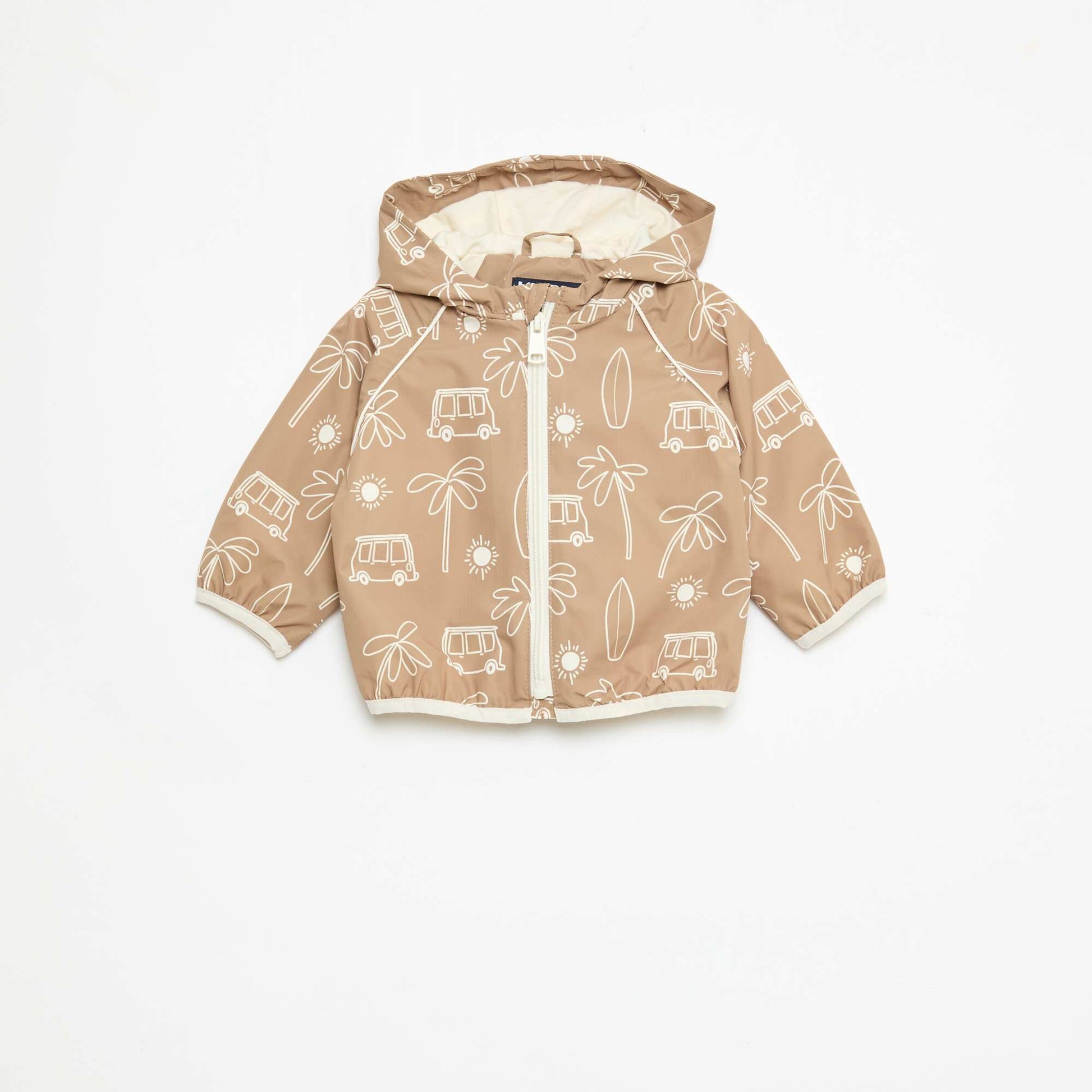 Blouson coupe vent à capuche all-over VERT