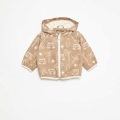 Blouson coupe vent à capuche all-over VERT