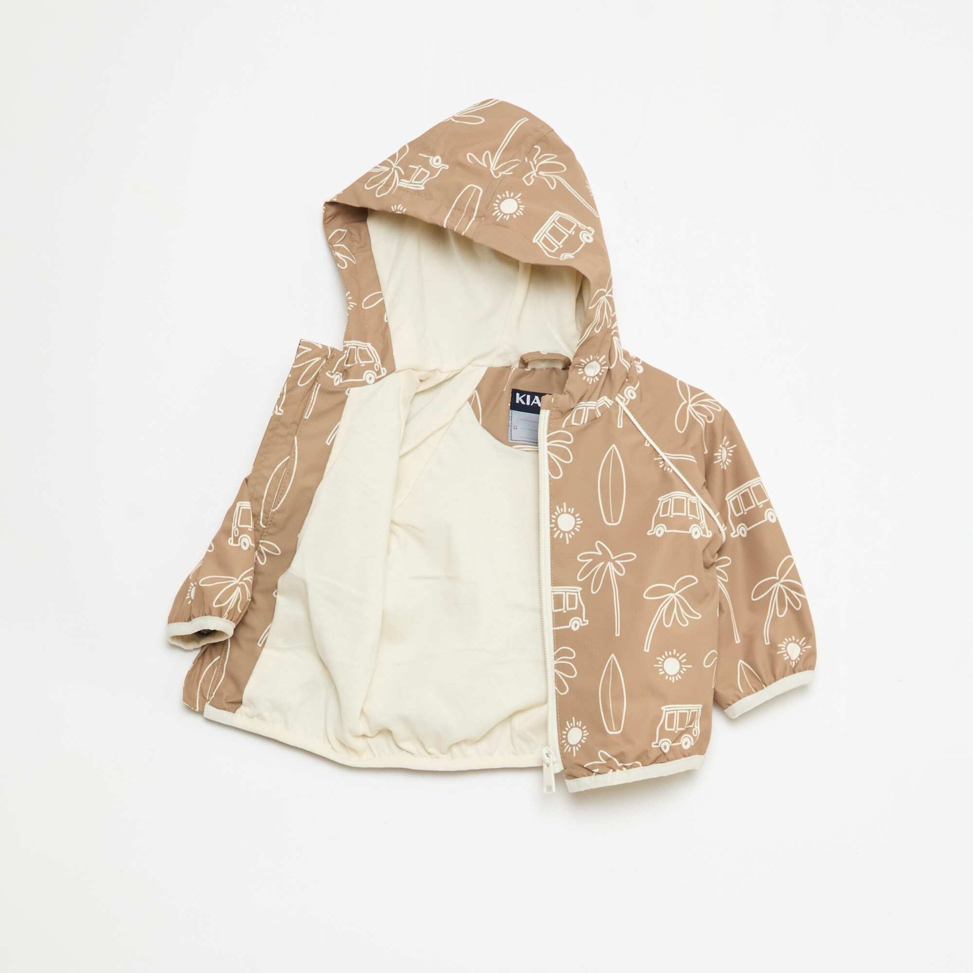 Blouson coupe vent à capuche all-over VERT
