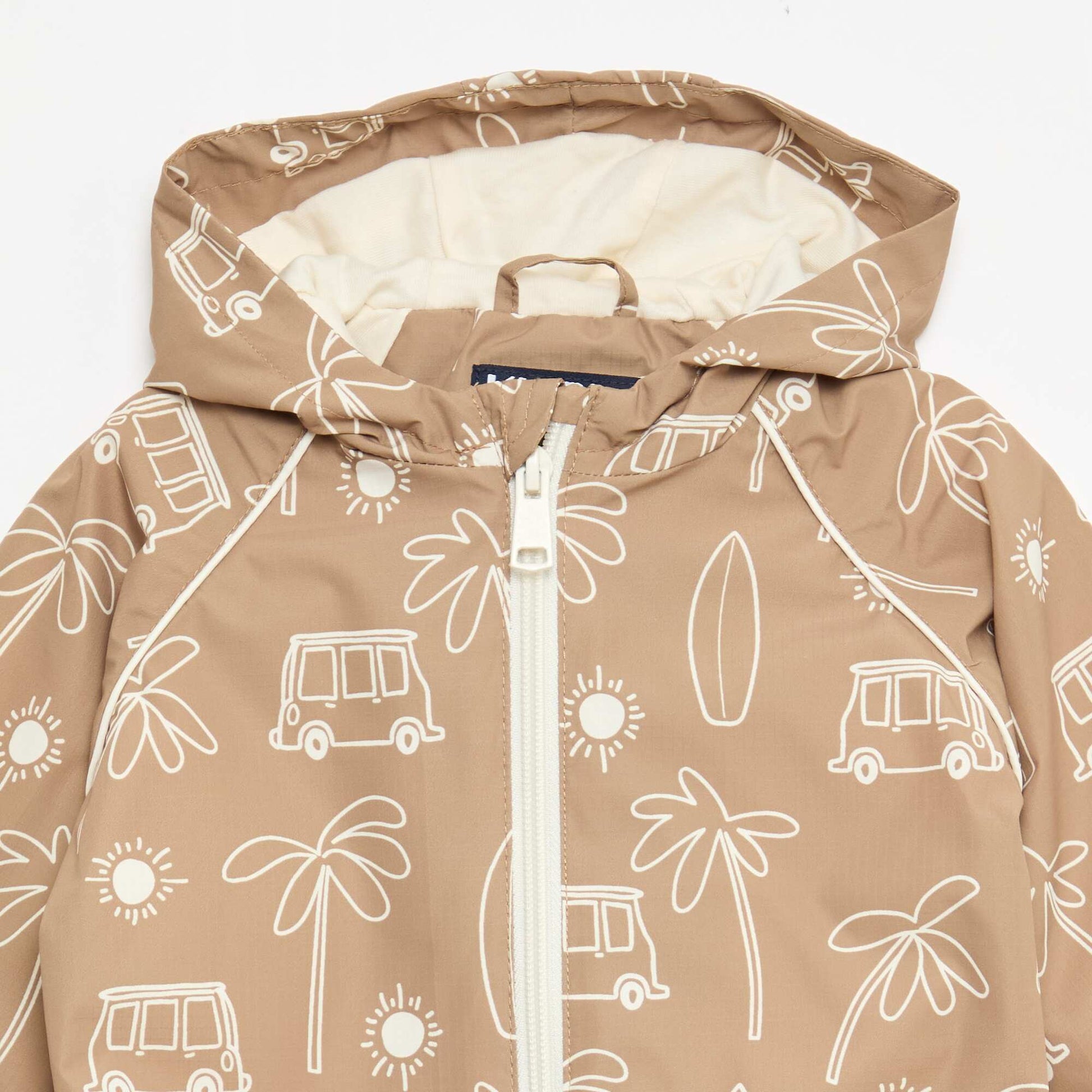 Blouson coupe vent à capuche all-over VERT