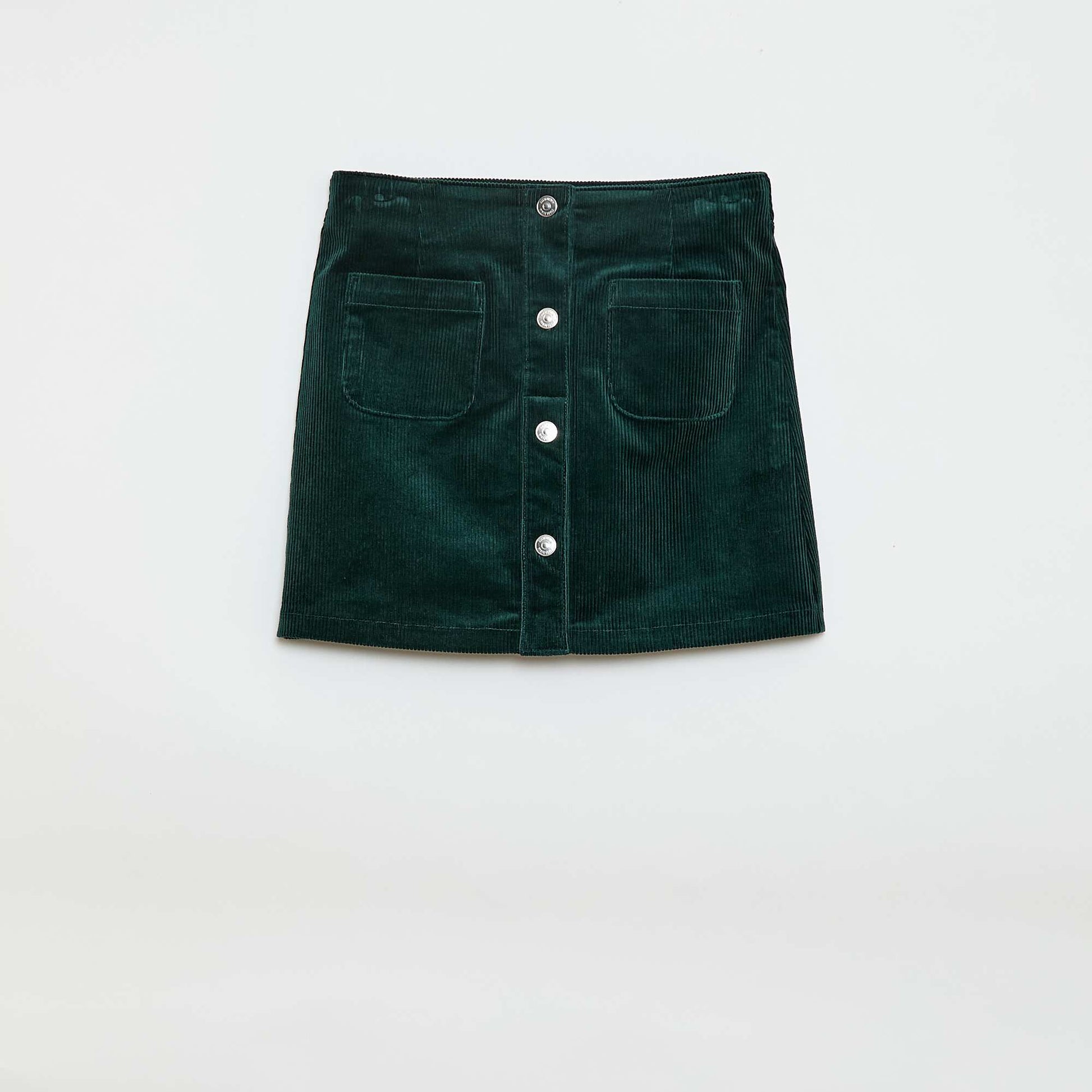 Jupe en velours coupe courte et droite VERT