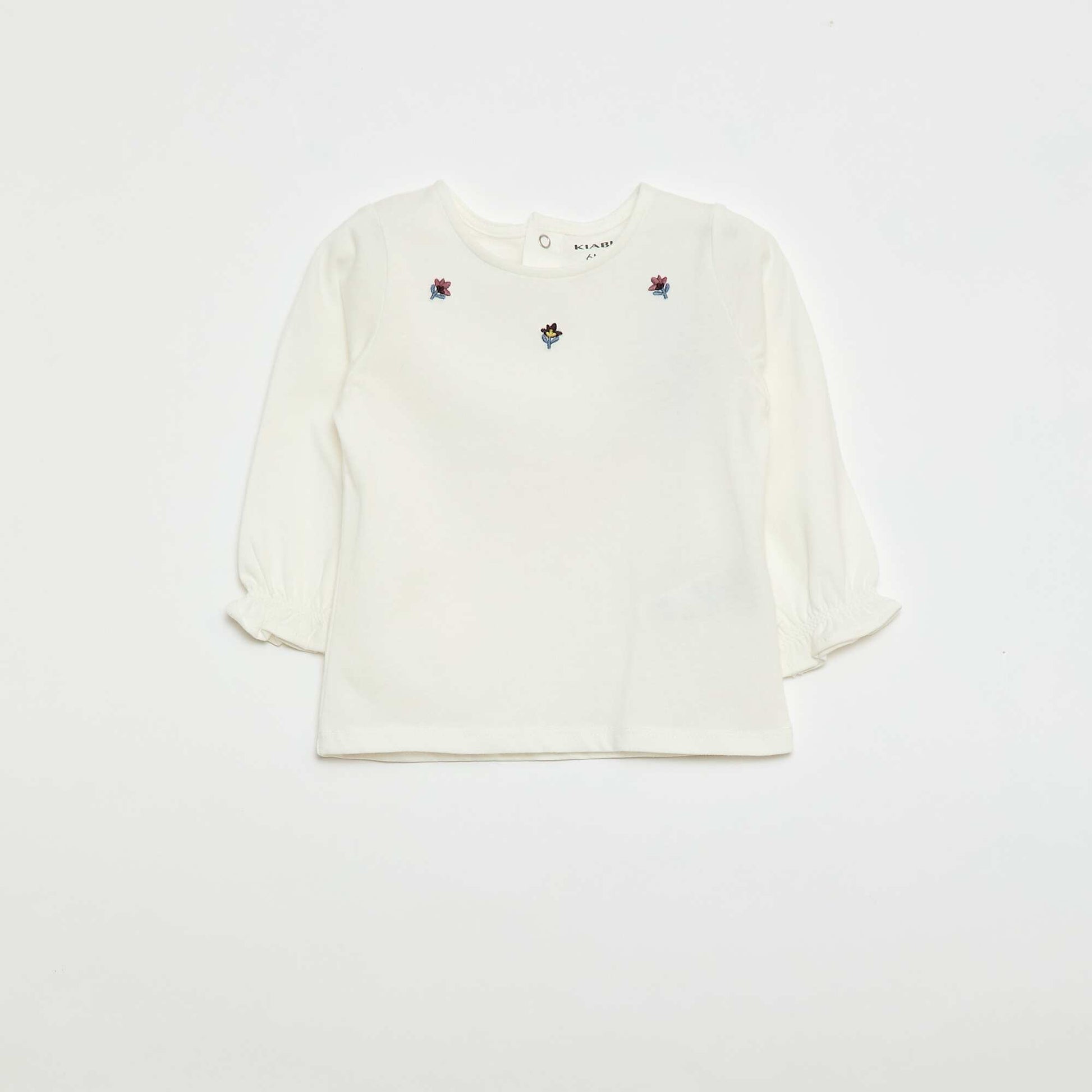 T-shirt à manches longues avec poignets volantés BLANC