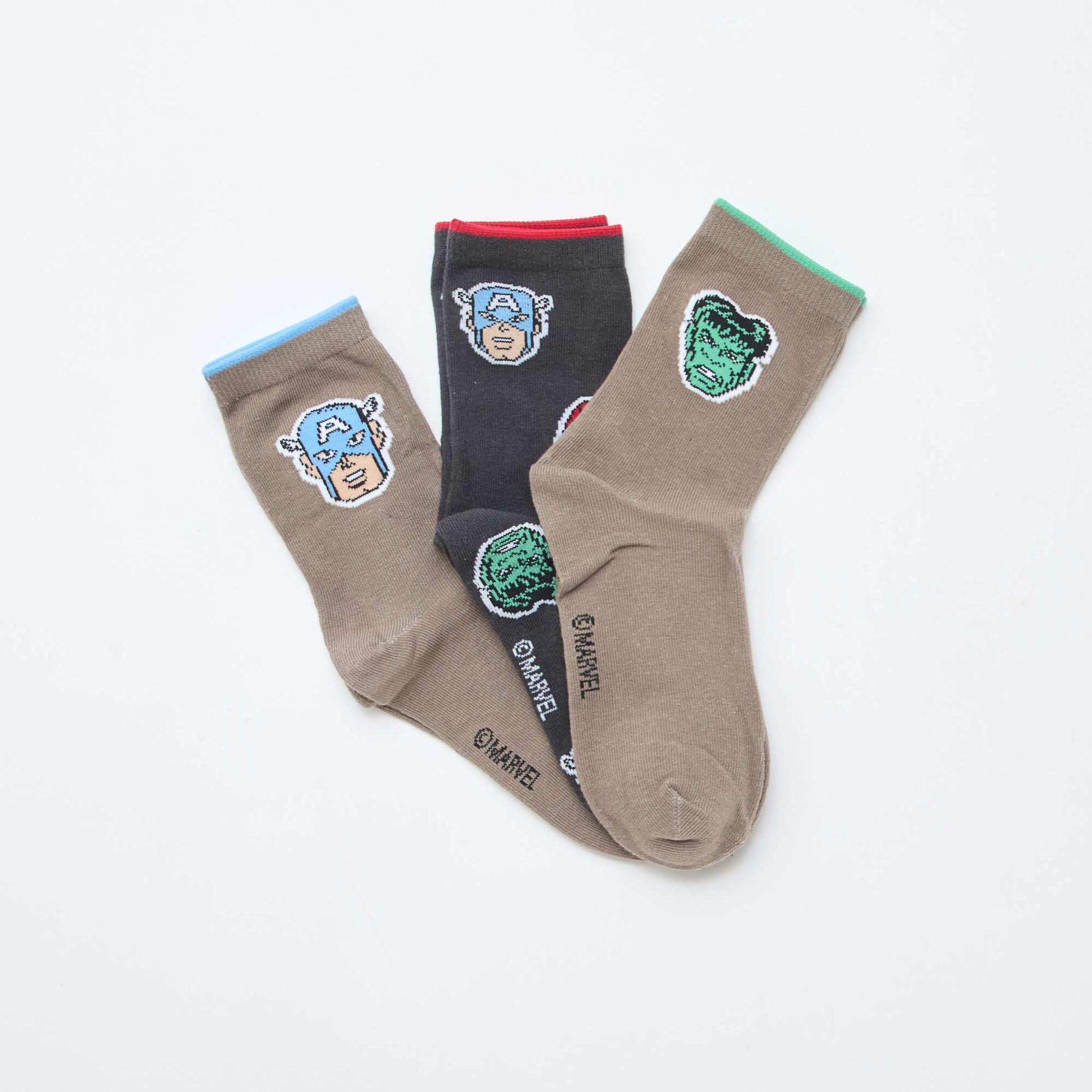 Lot de 3 paires de chaussettes 'Marvel' MARRON