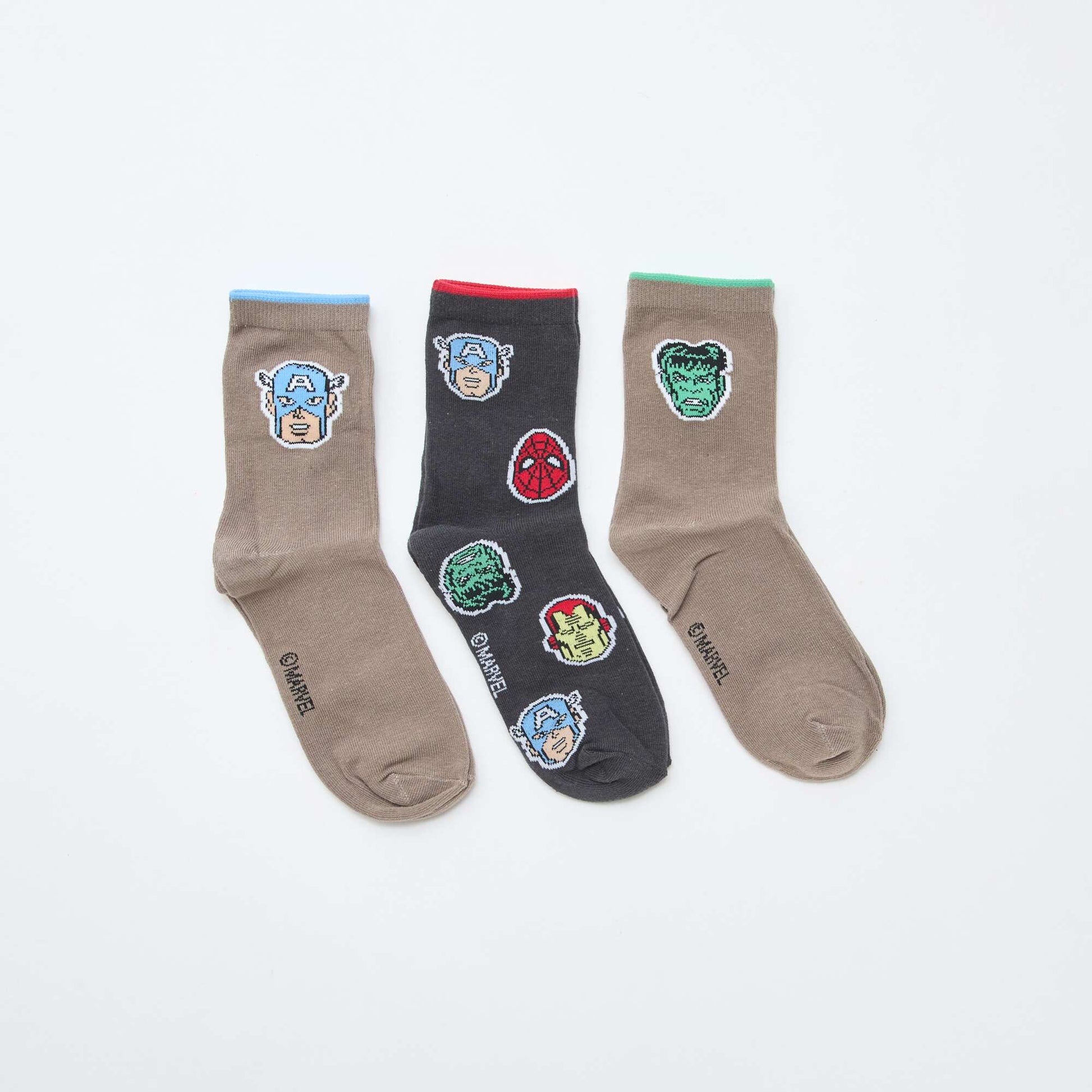 Lot de 3 paires de chaussettes 'Marvel' MARRON
