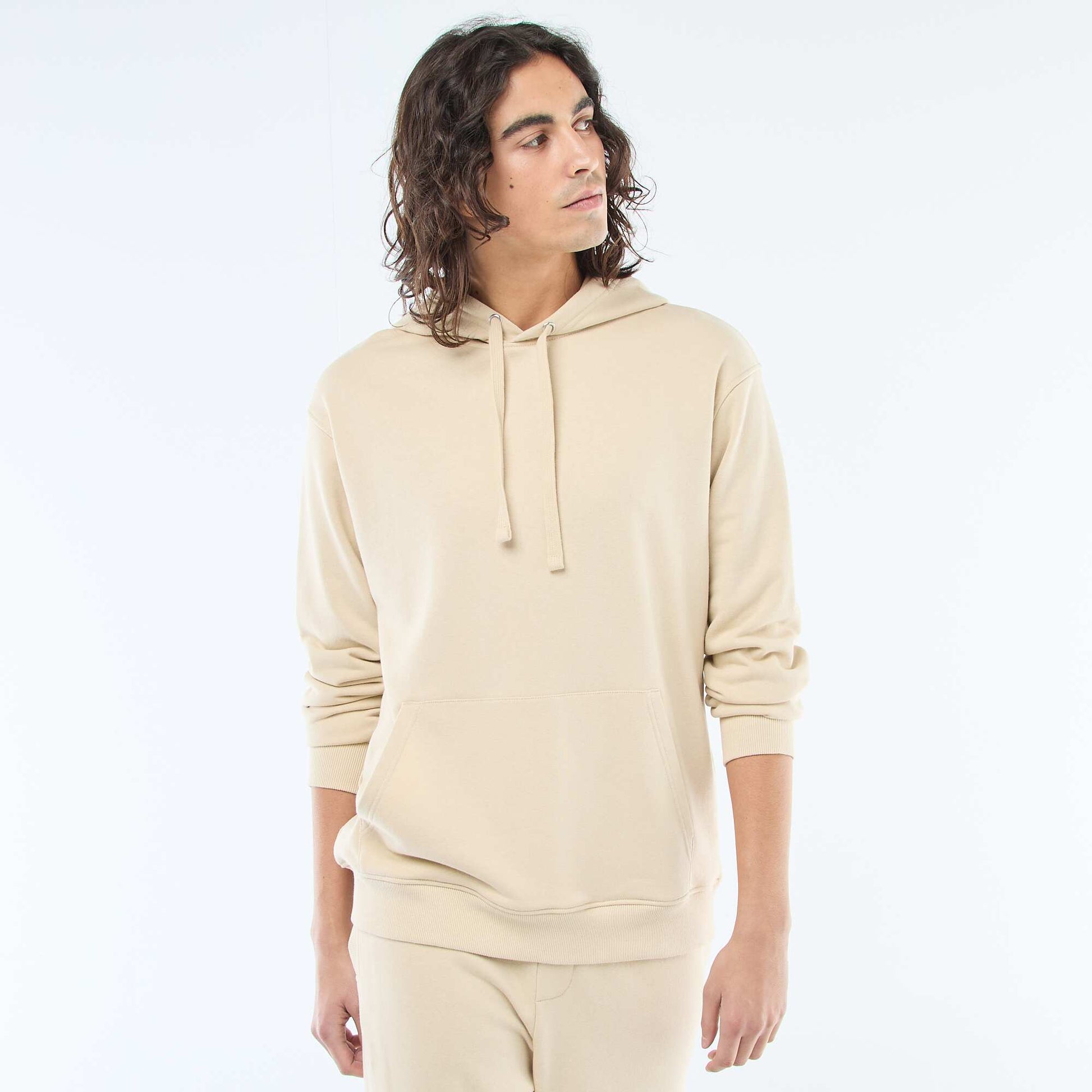 Sweat à capuche en french terry CRèME