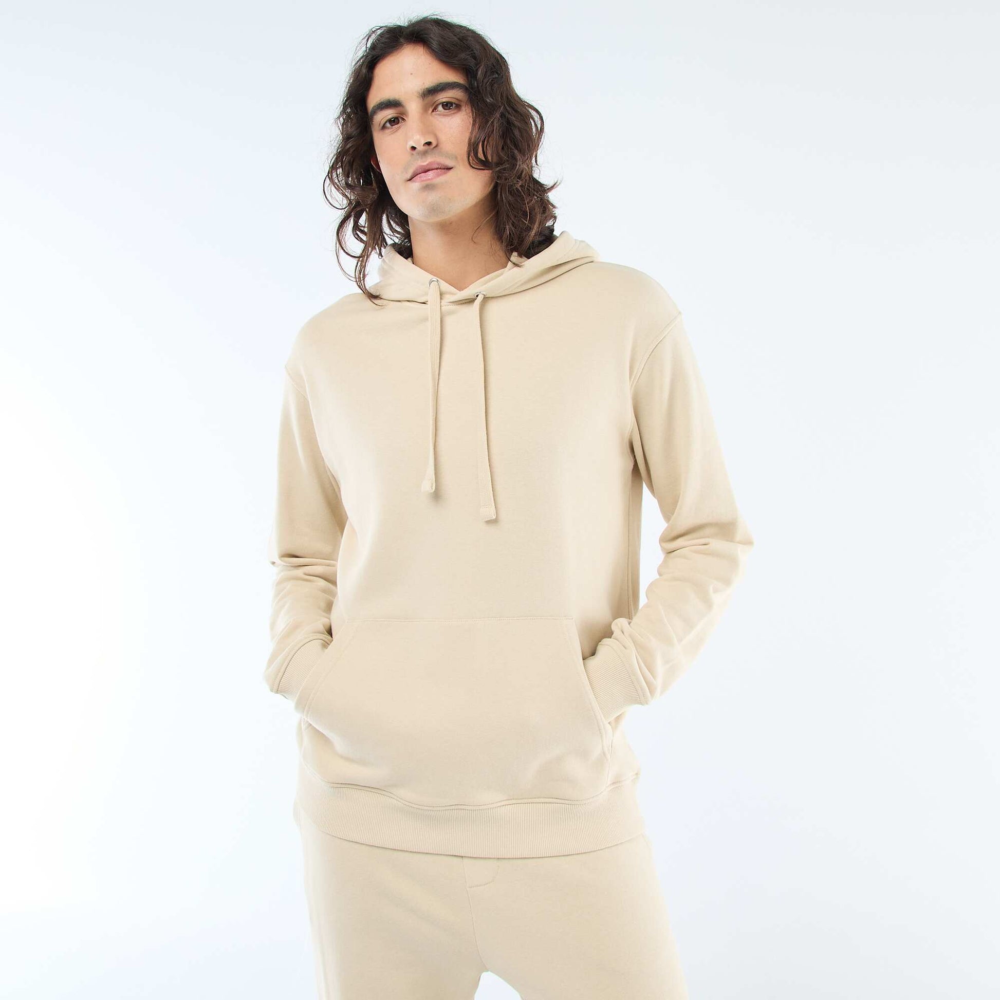 Sweat à capuche en french terry CRèME