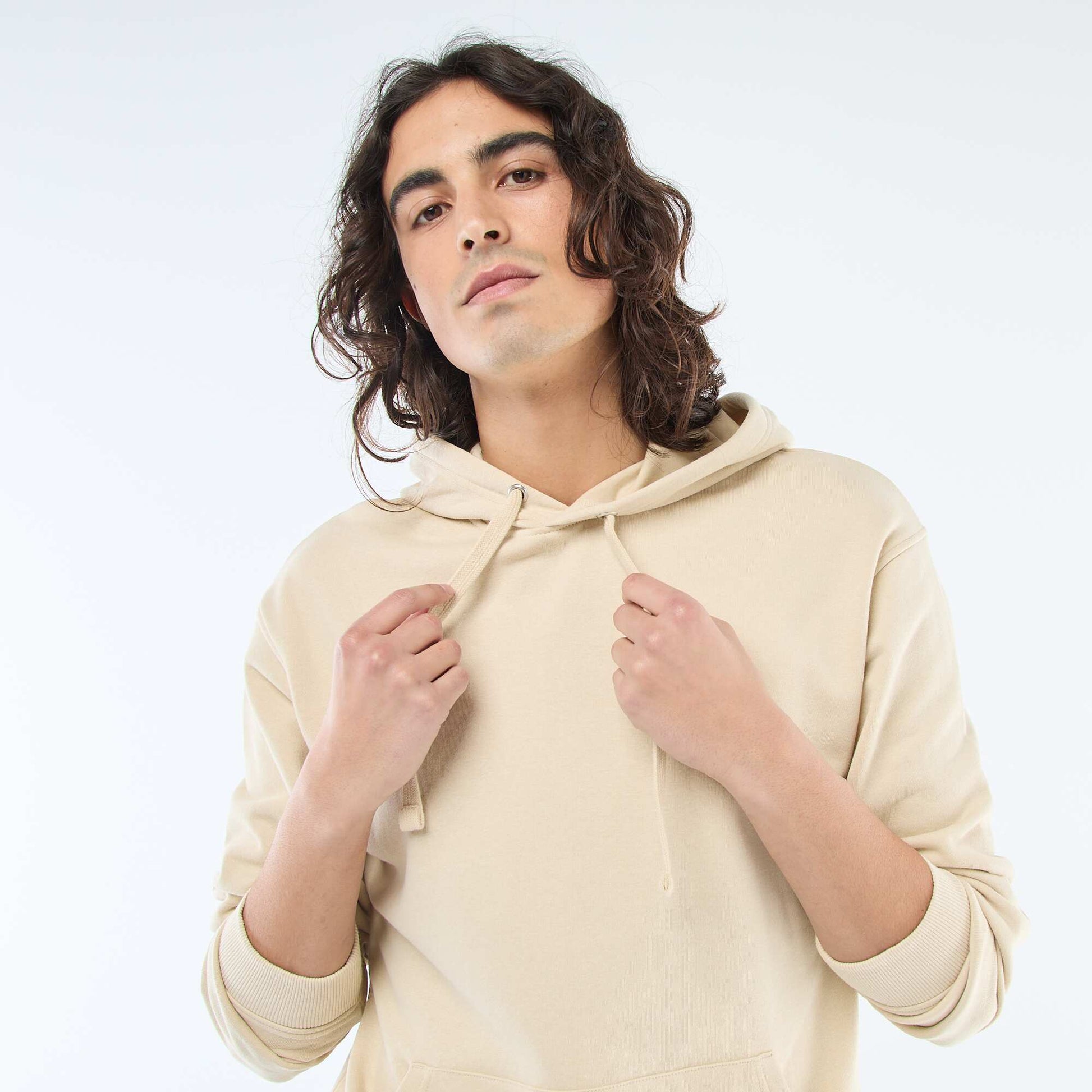 Sweat à capuche en french terry CRèME