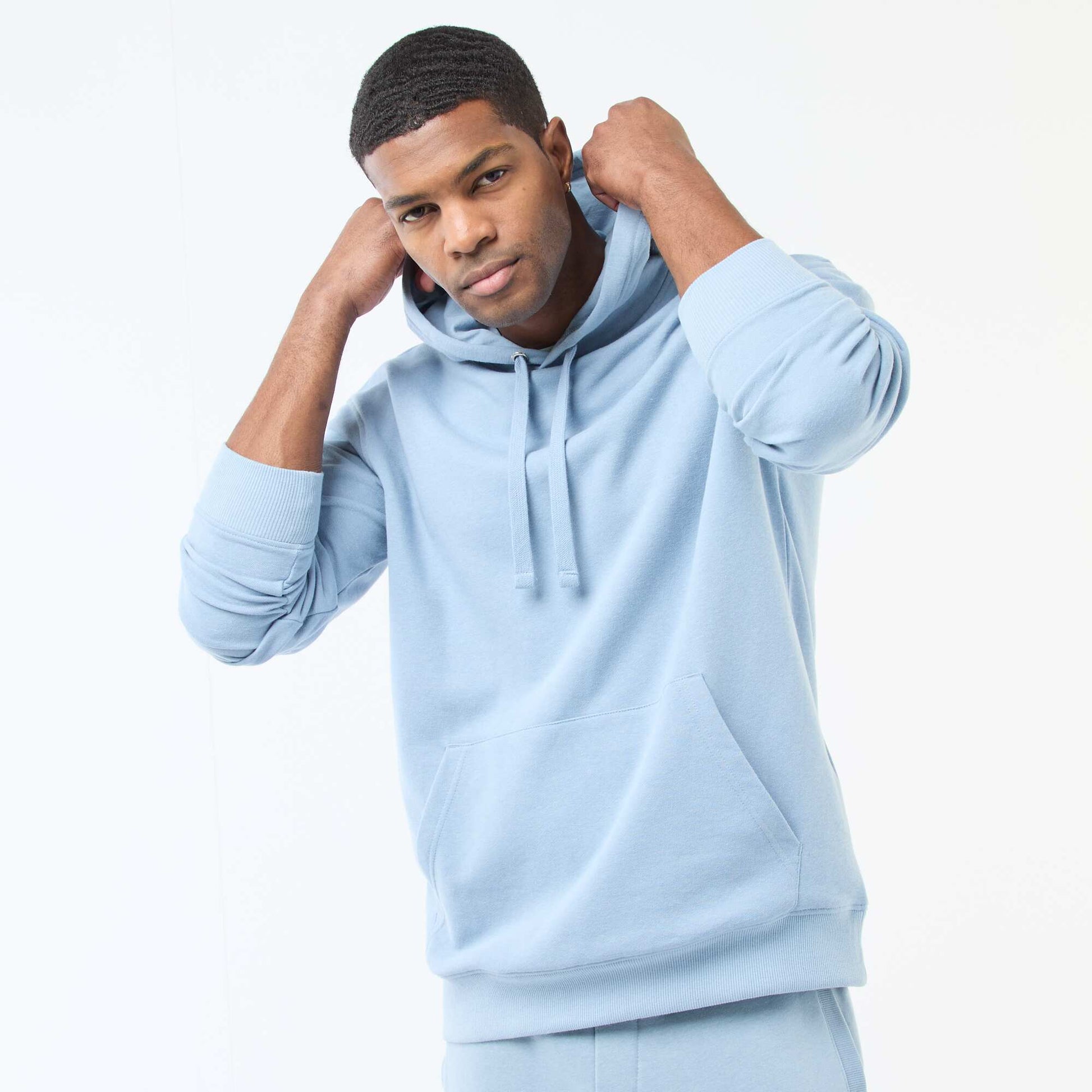 Sweat à capuche en french terry BLEU