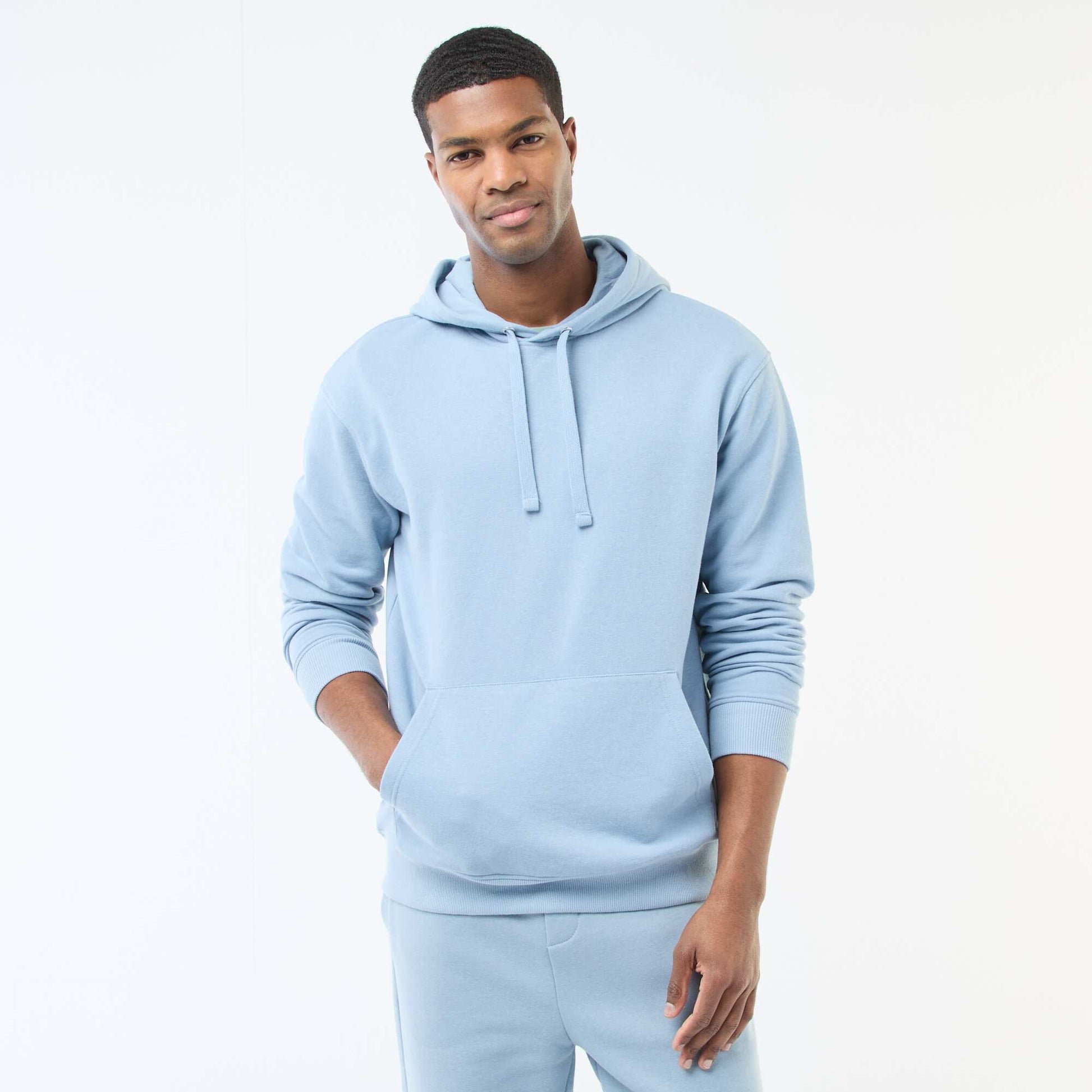Sweat à capuche en french terry BLEU