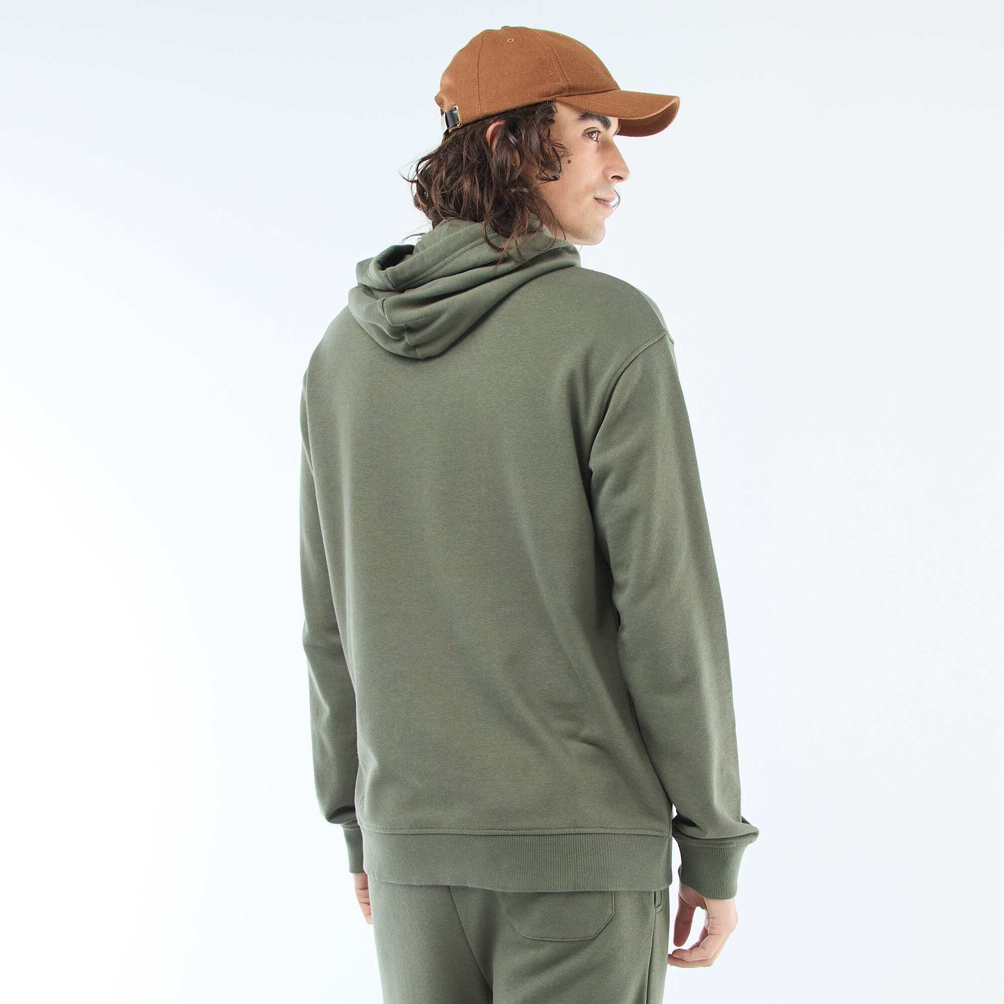 Sweat à capuche en french terry KAKI