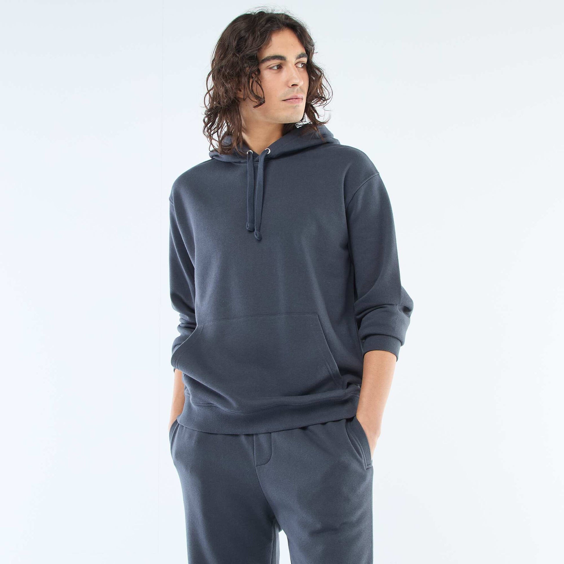 Sweat à capuche en french terry GRIS