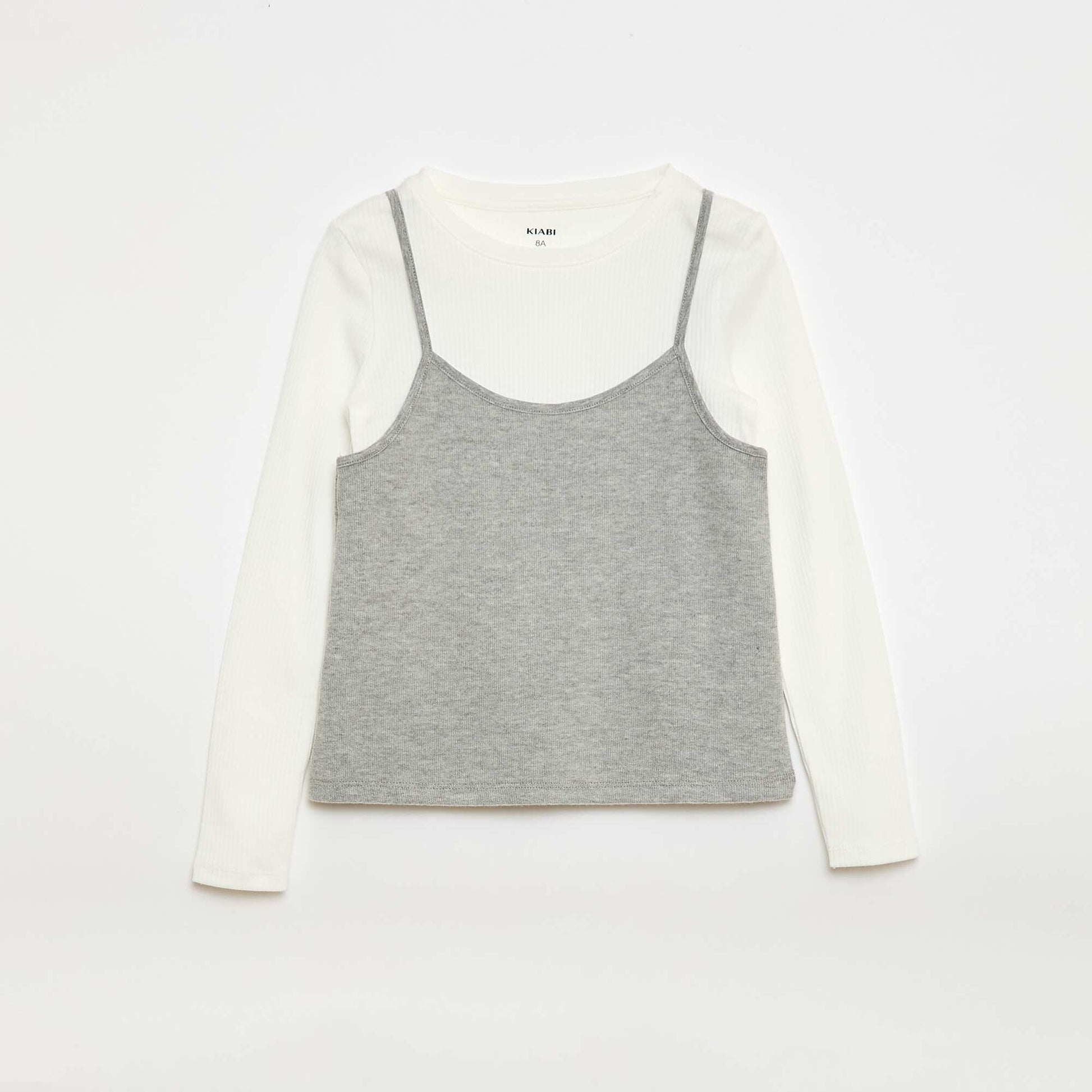 T-shirt effet 2-en-1 avec débardeur BLANC
