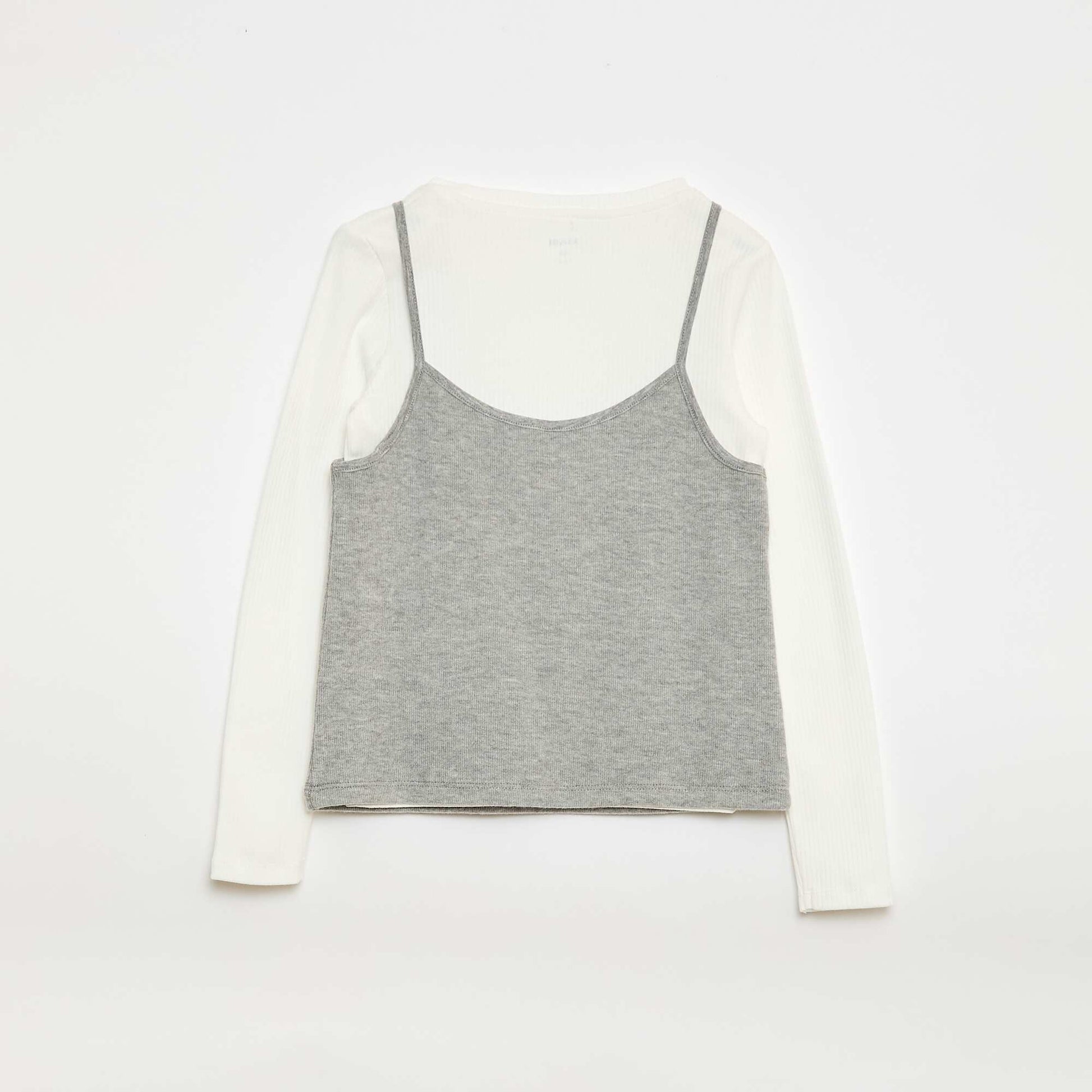 T-shirt effet 2-en-1 avec débardeur BLANC