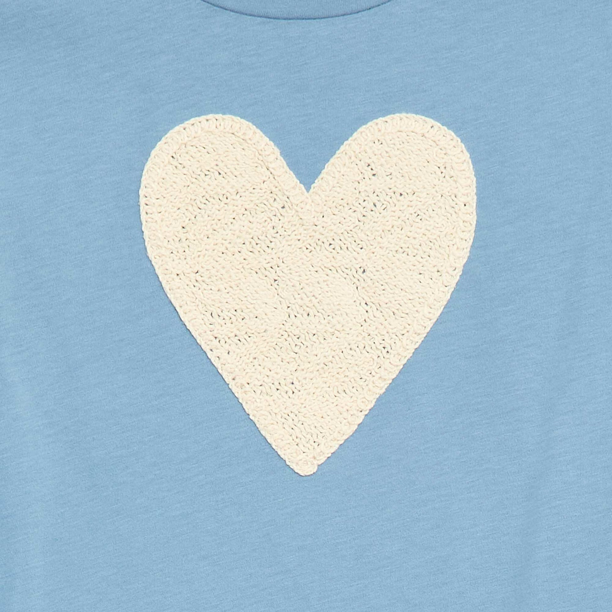 T-shirt manches longues avec animation brodée devant BLEU