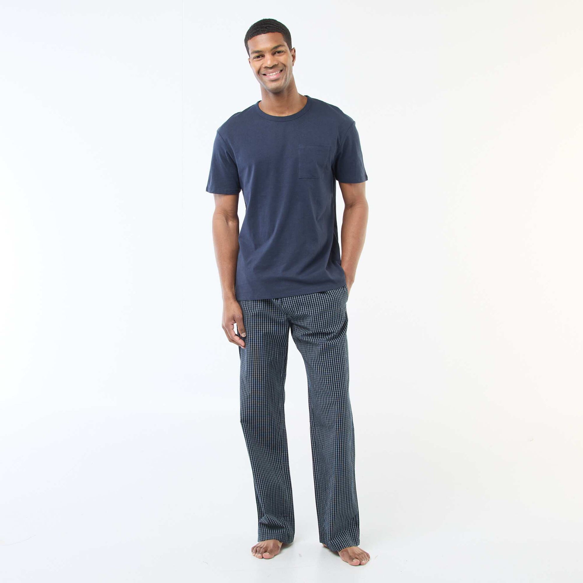Pyjama long en popeline - 2 pièces BLEU