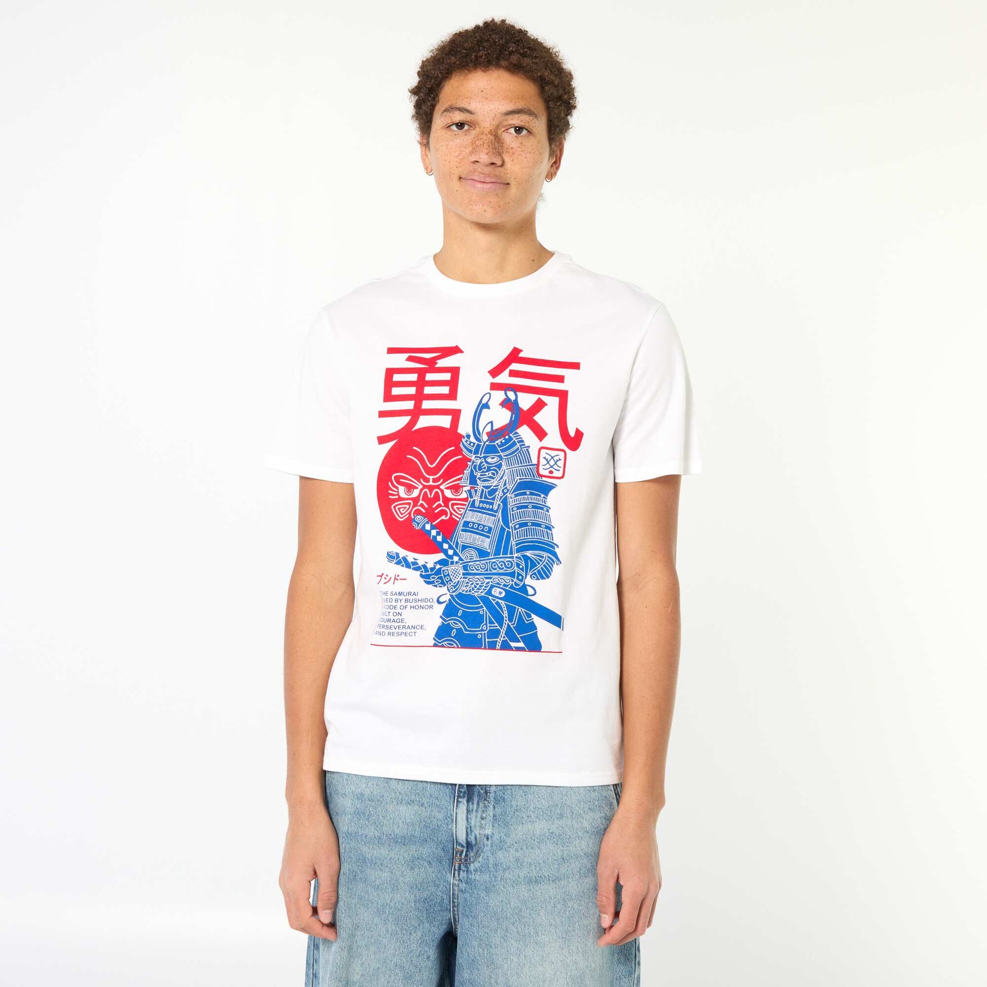 T-shirt imprimé en coton uni BLANC