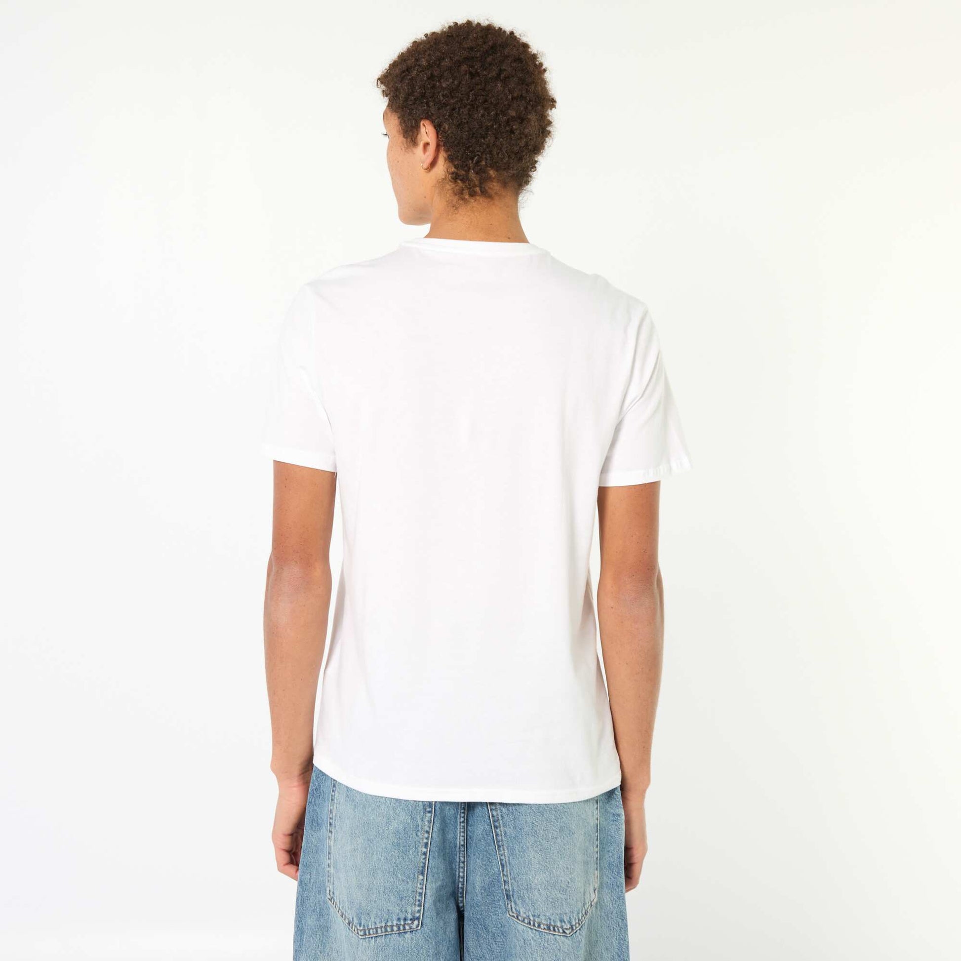 T-shirt imprimé en coton uni BLANC