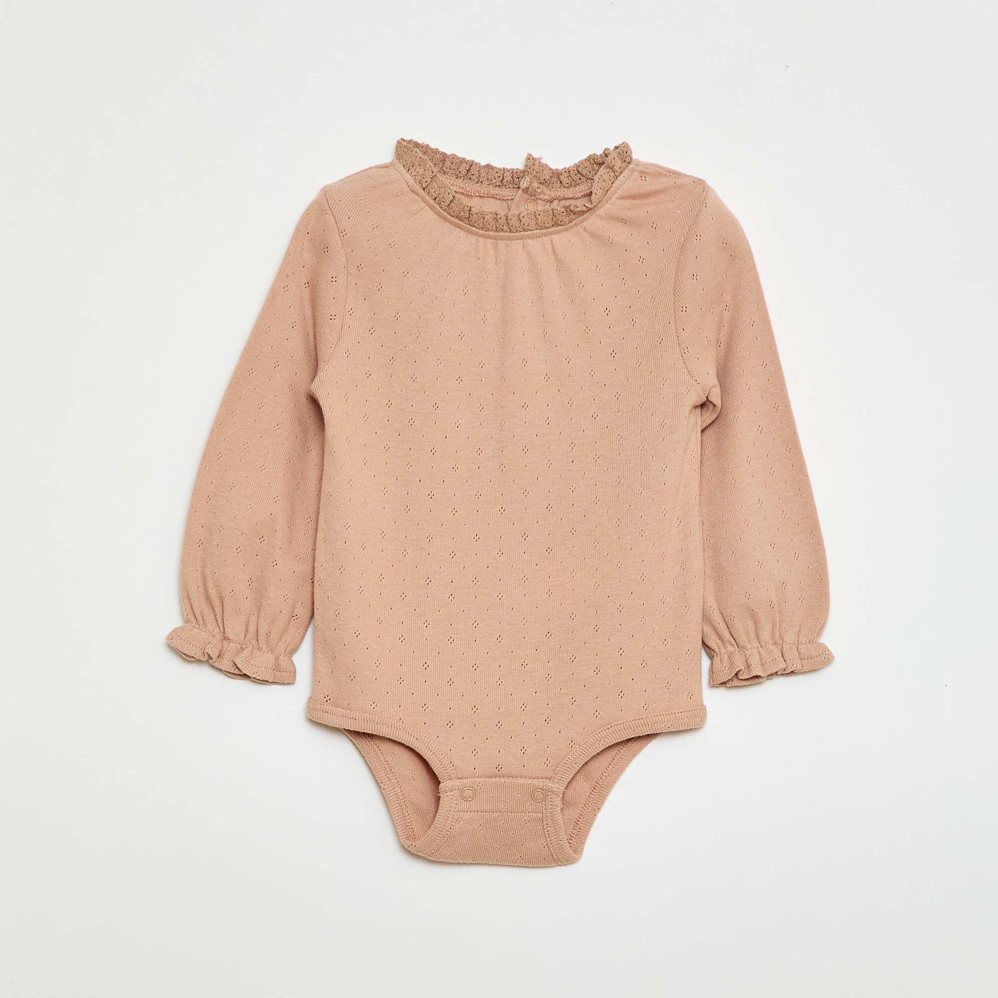 Body à manches longues en maille pointelle ROSE
