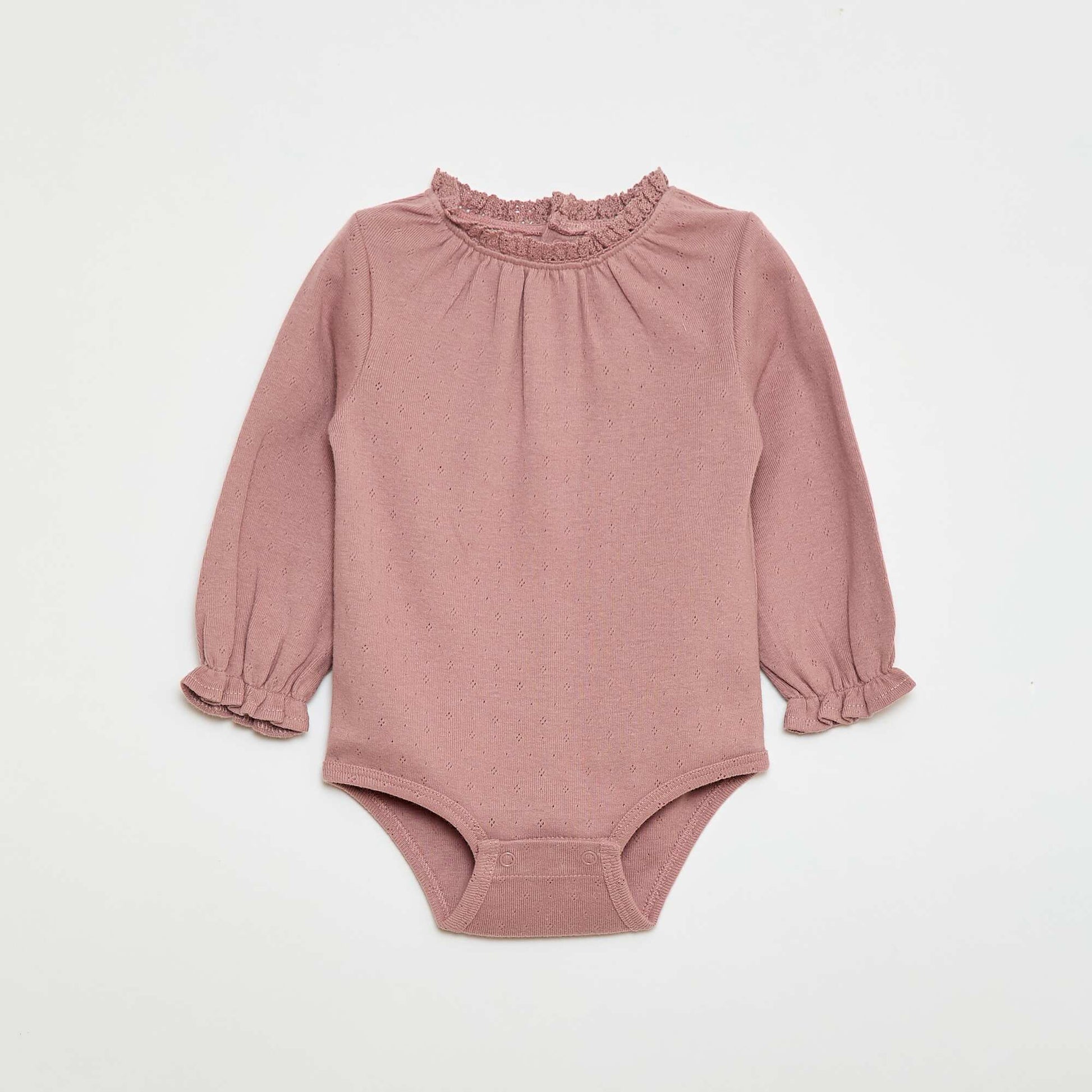Body à manches longues en maille pointelle ROSE
