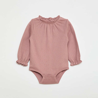 Body à manches longues en maille pointelle ROSE
