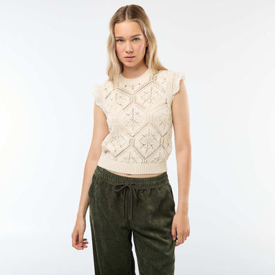 Pull en crochet sans manches BEIGE